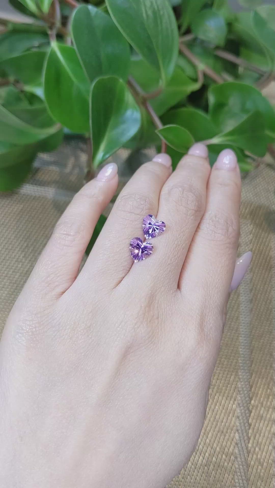 3.24&nbsp;Ct.Tw.Total Carat Weight Amethyst Pair from Brazil Size Video