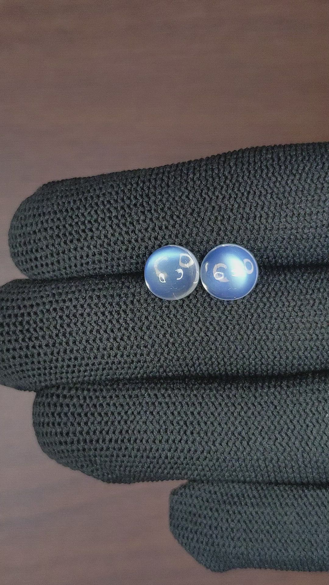 4.64 Ct.Tw.Total Carat Weight Cabochon Moonstone Pair from Madagascar Size Video