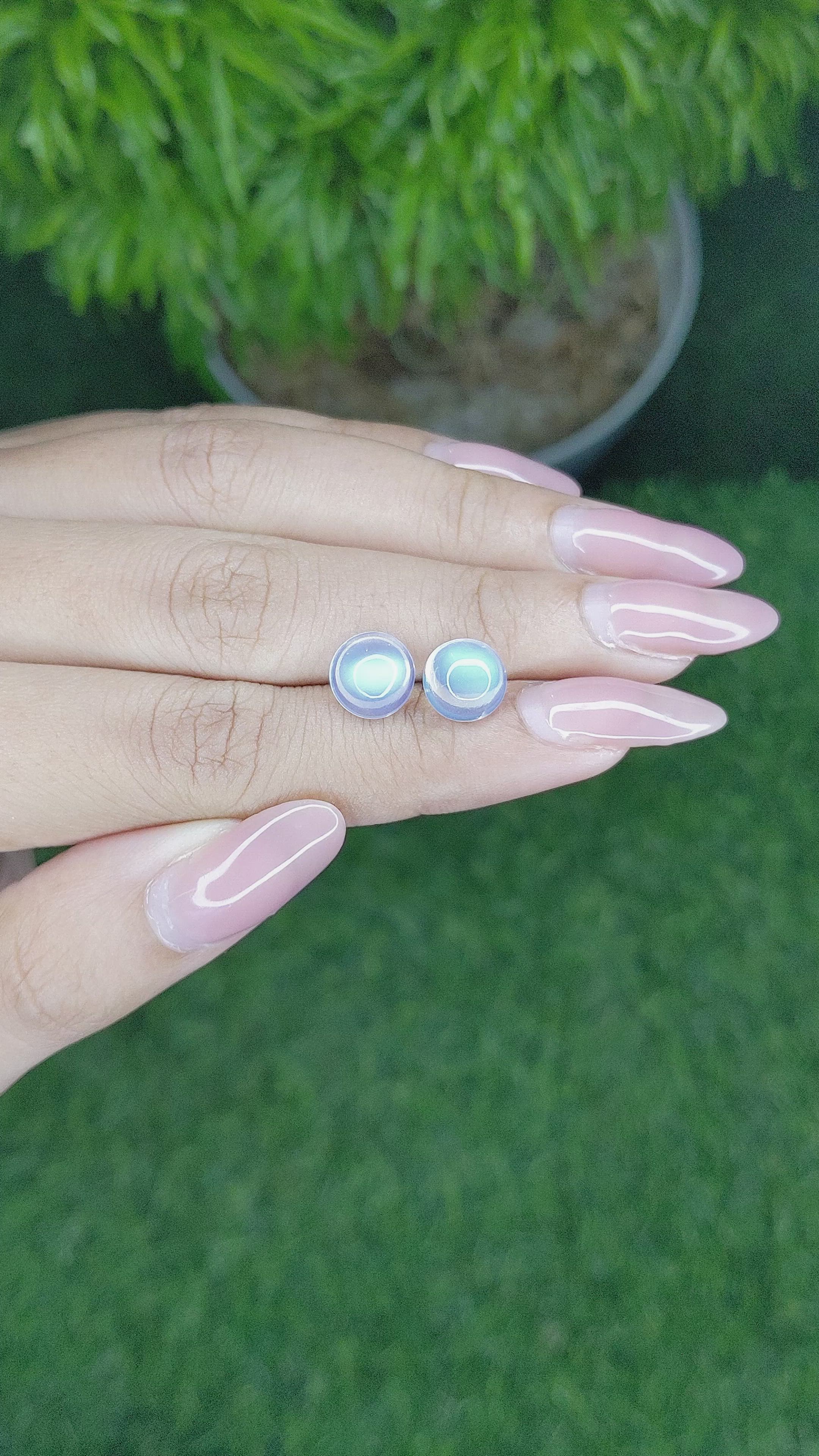 4.64 Ct.Tw.Total Carat Weight Cabochon Moonstone Pair from Madagascar Size Video