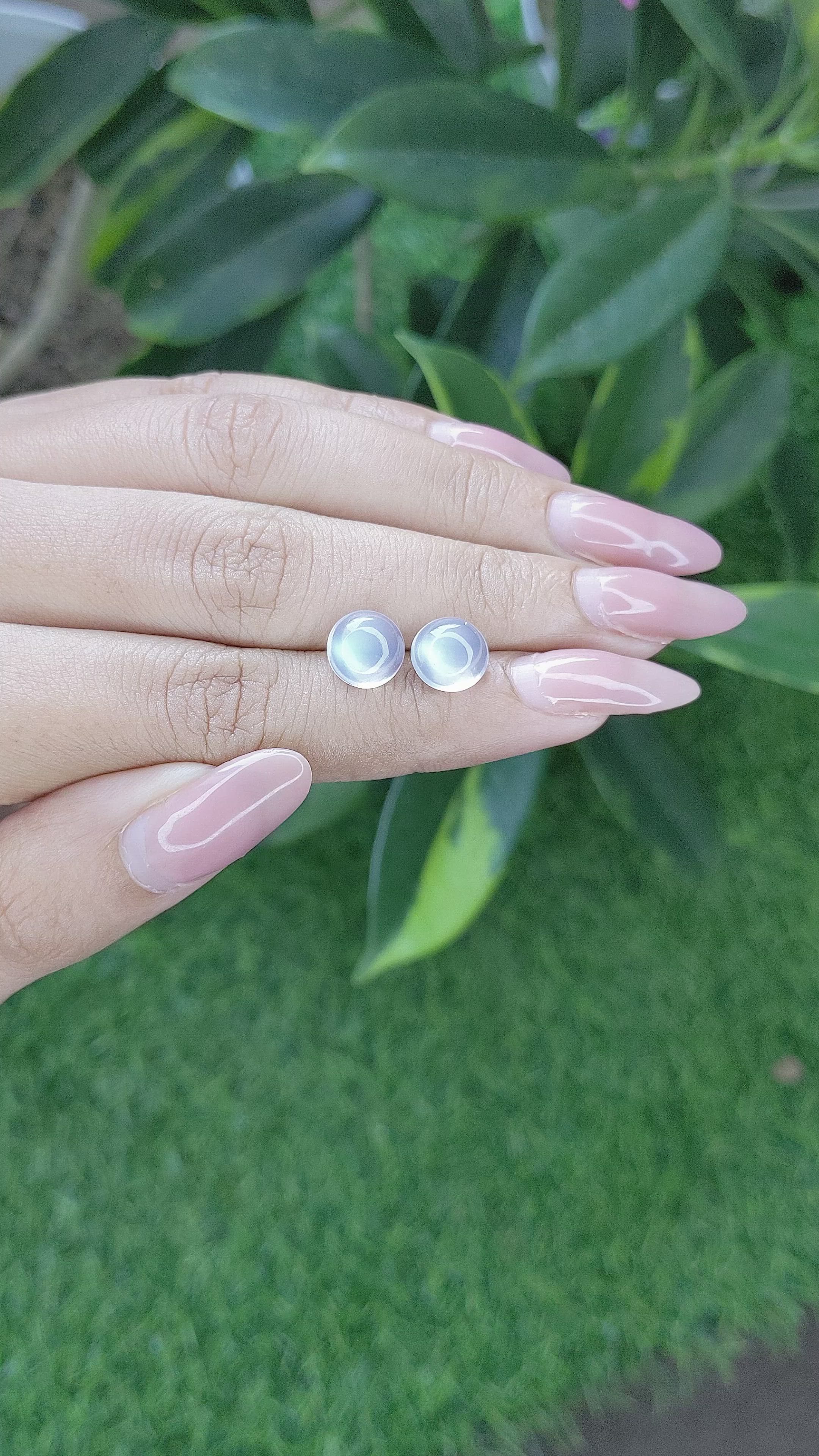 4.00 Ct.Tw.Total Carat Weight Cabochon Moonstone Pair from Madagascar Size Video