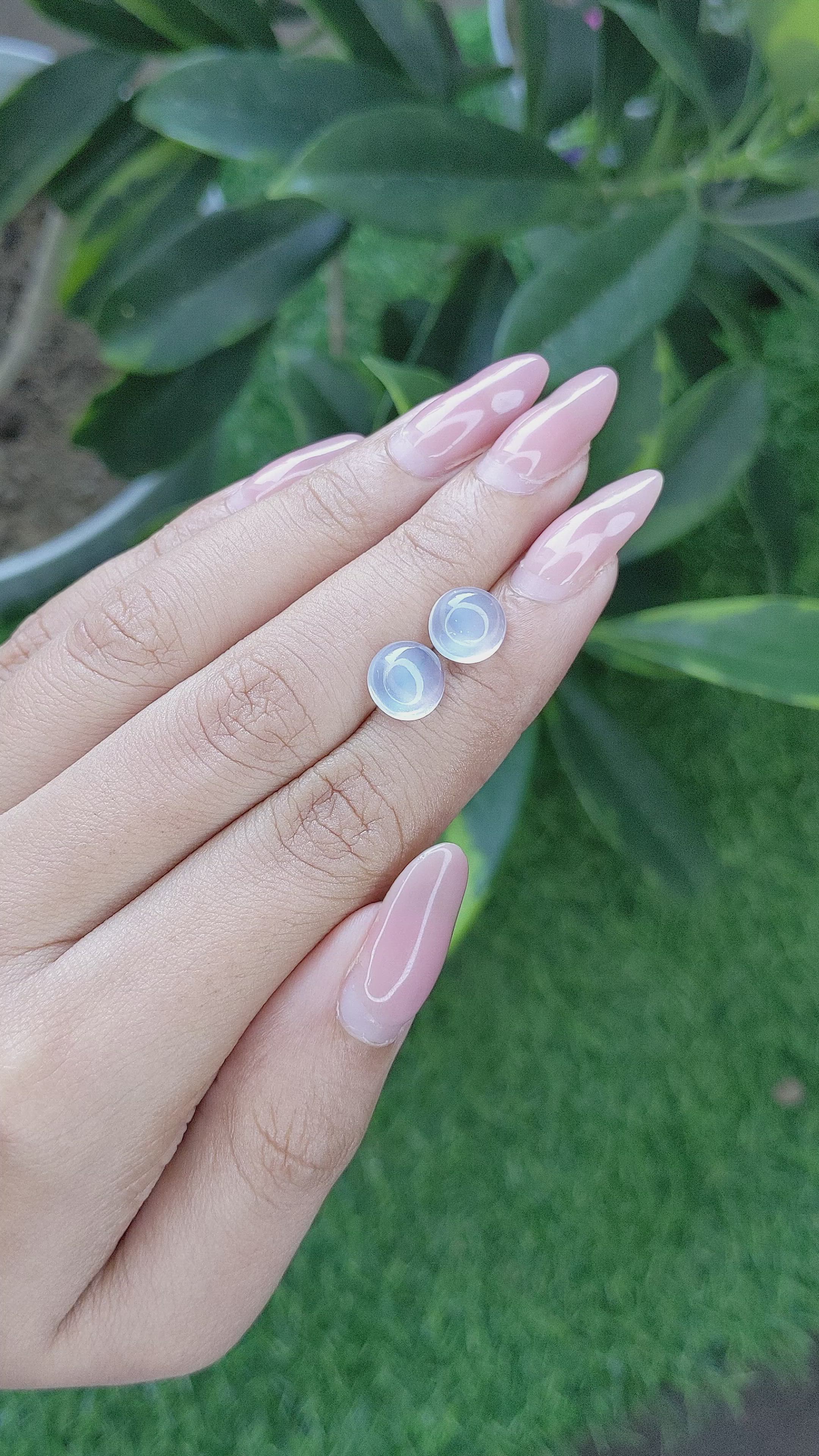 4.00 Ct.Tw.Total Carat Weight Cabochon Moonstone Pair from Madagascar Size Video