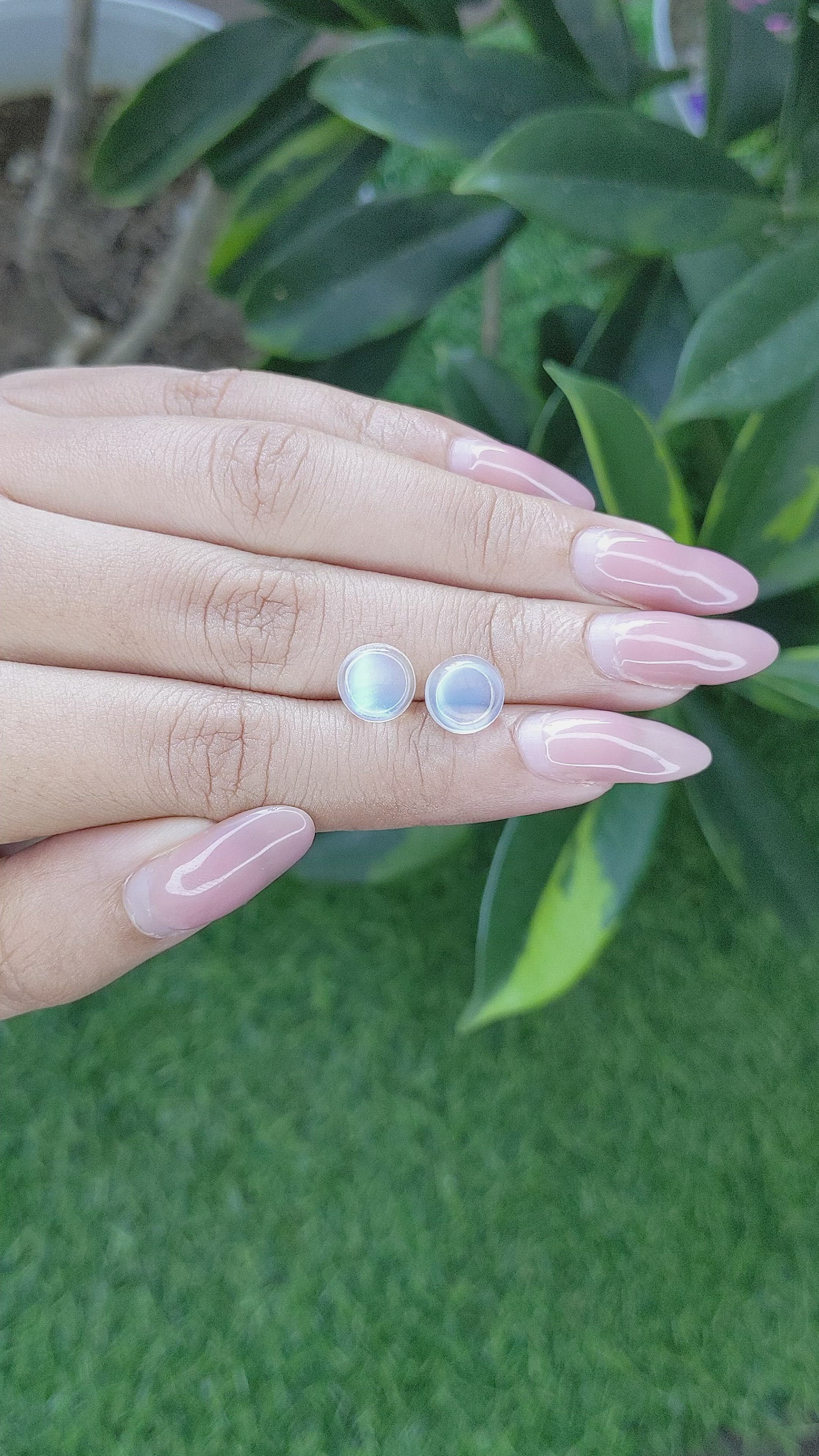 3.09 Ct.Tw.Total Carat Weight Cabochon Moonstone Pair from Madagascar Size Video