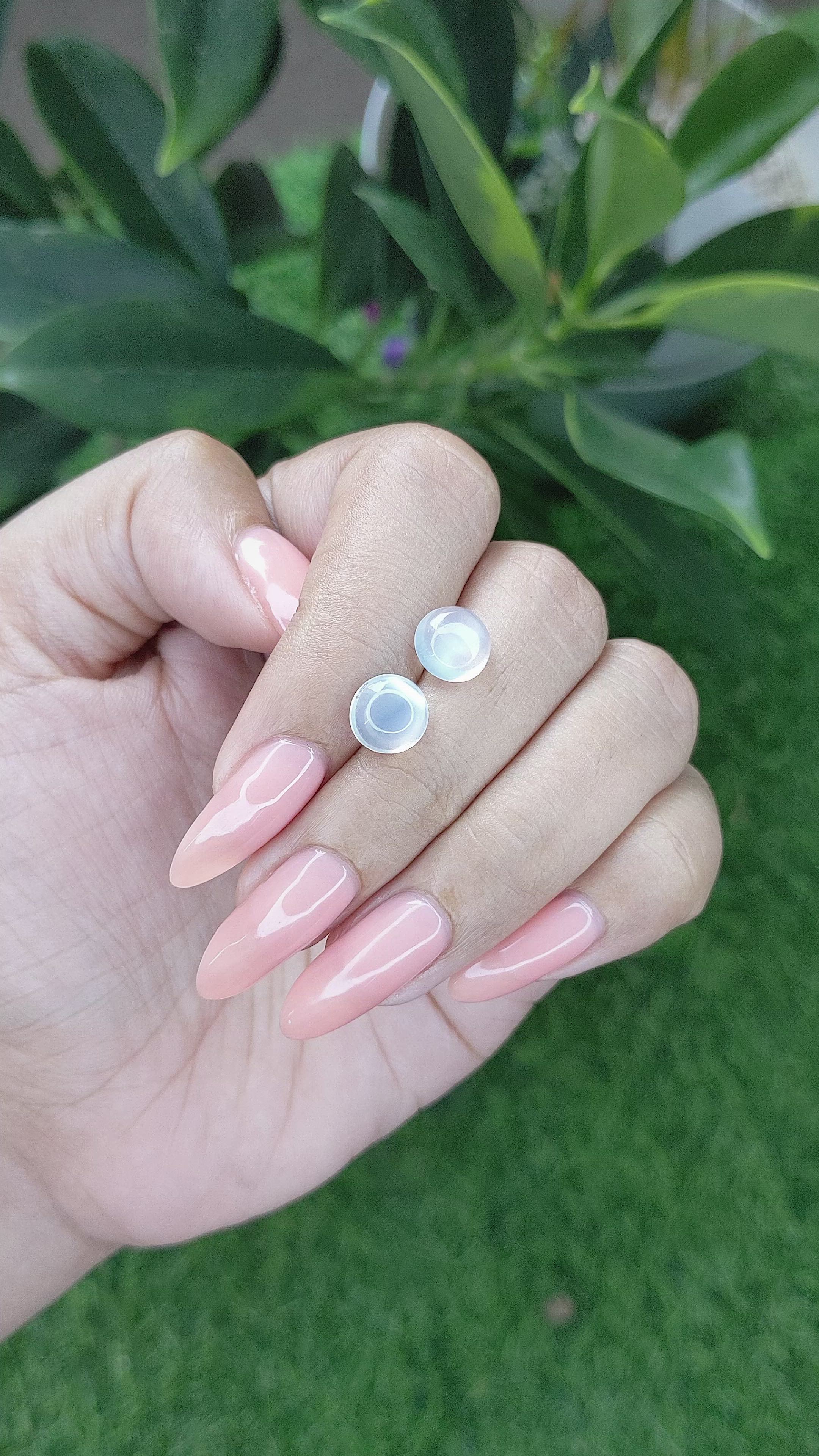 3.30 Ct.Tw.Total Carat Weight Cabochon Moonstone Pair from Madagascar Size Video