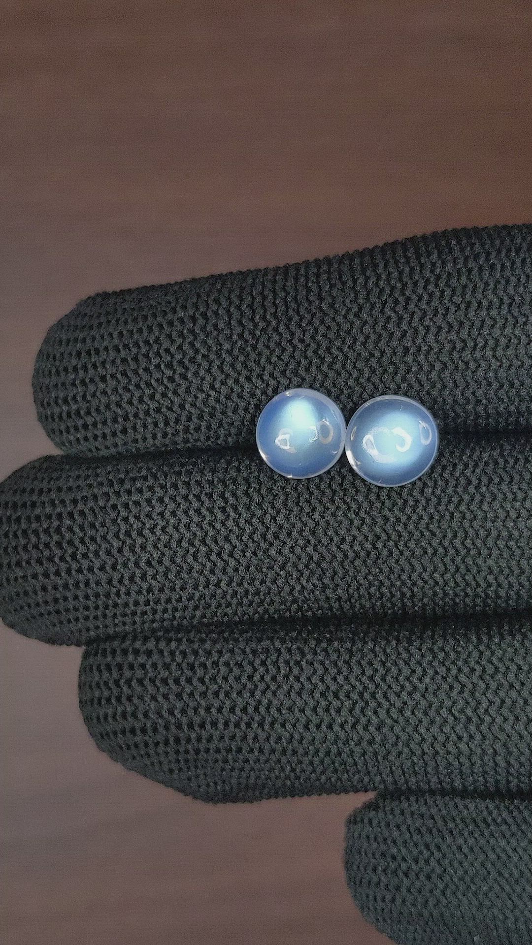 3.82 Ct.Tw.Total Carat Weight Cabochon Moonstone Pair from Madagascar Size Video