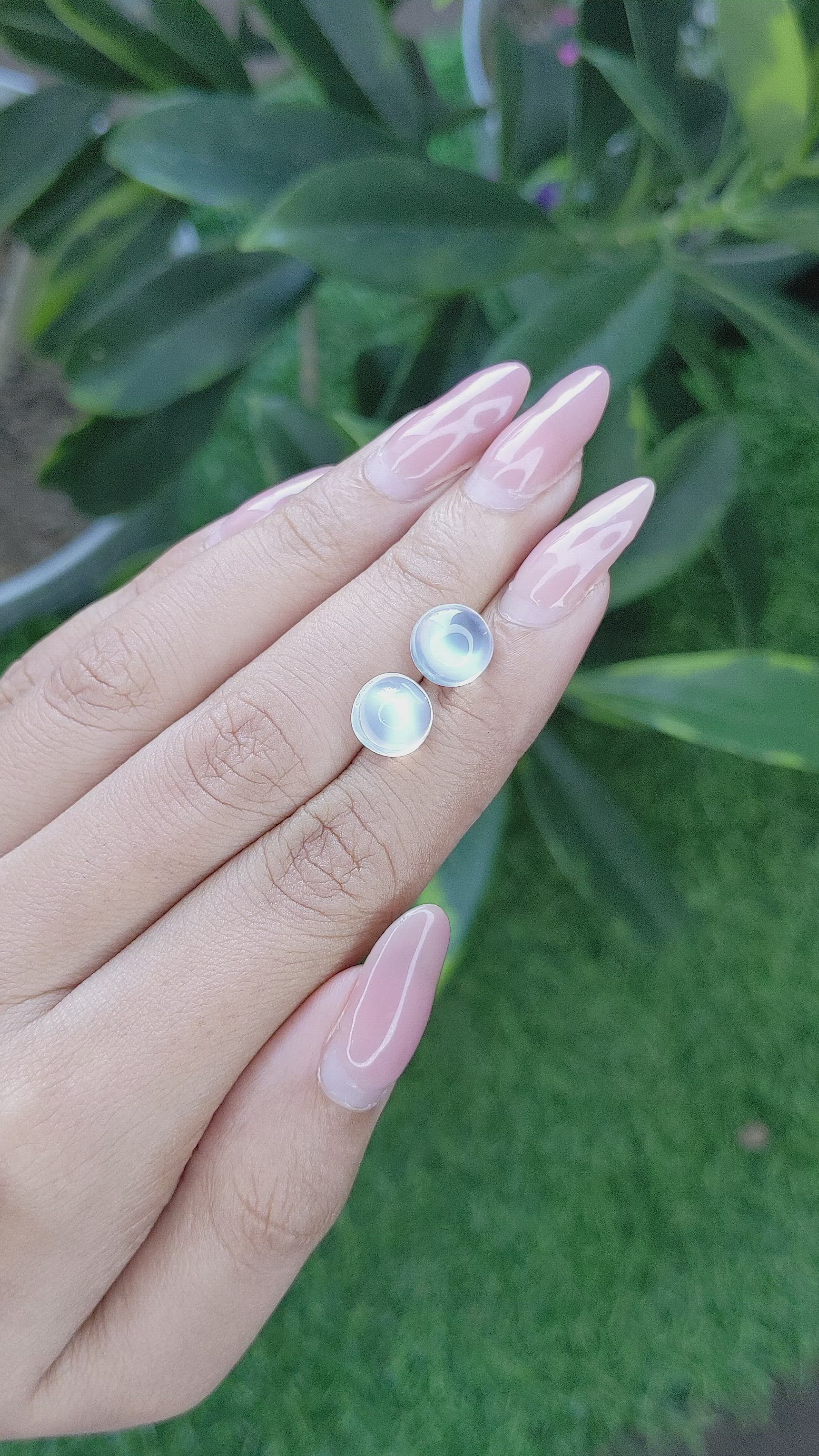 5.53 Ct.Tw.Total Carat Weight Cabochon Moonstone Pair from Madagascar Size Video