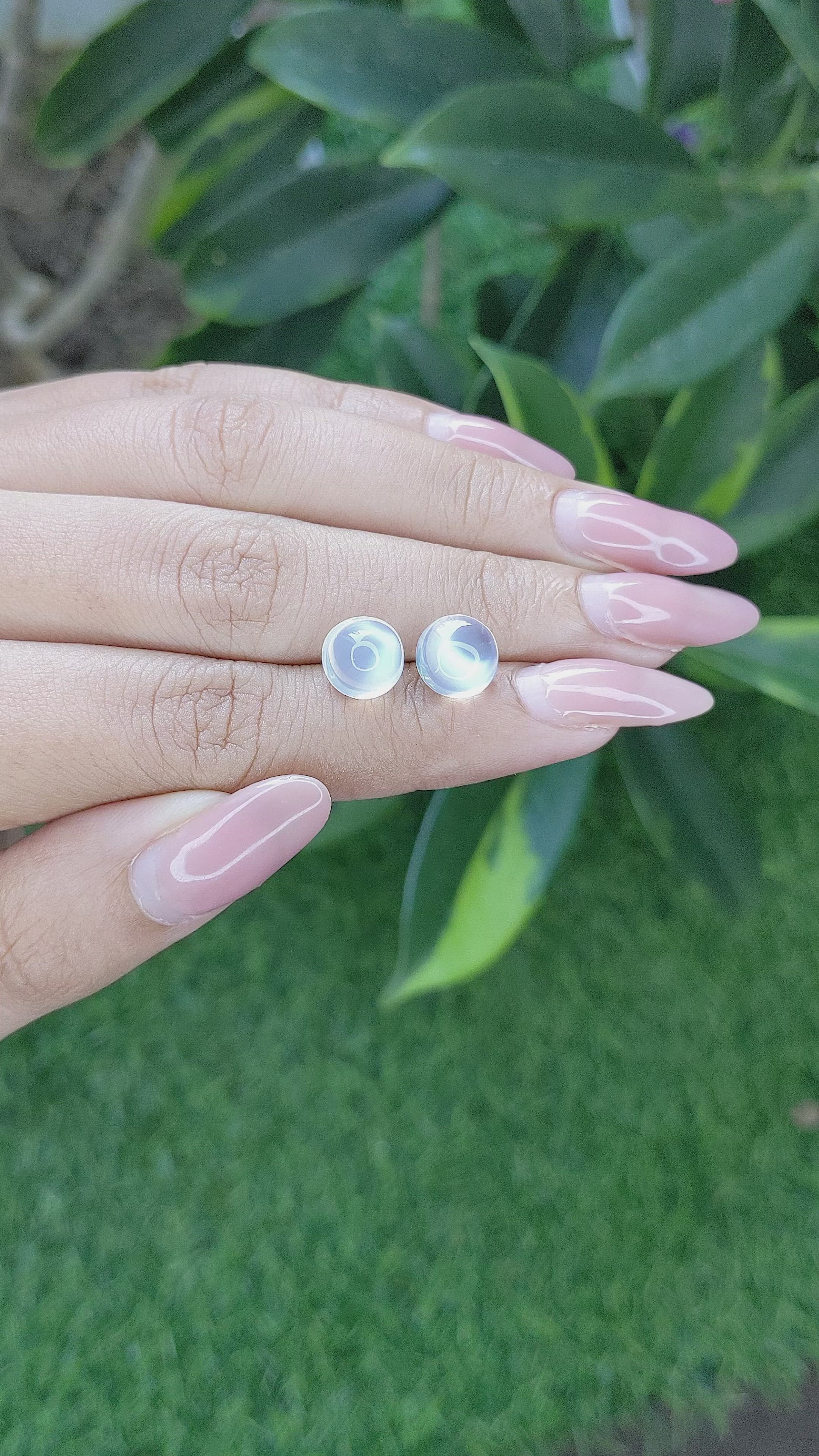 5.53 Ct.Tw.Total Carat Weight Cabochon Moonstone Pair from Madagascar Size Video