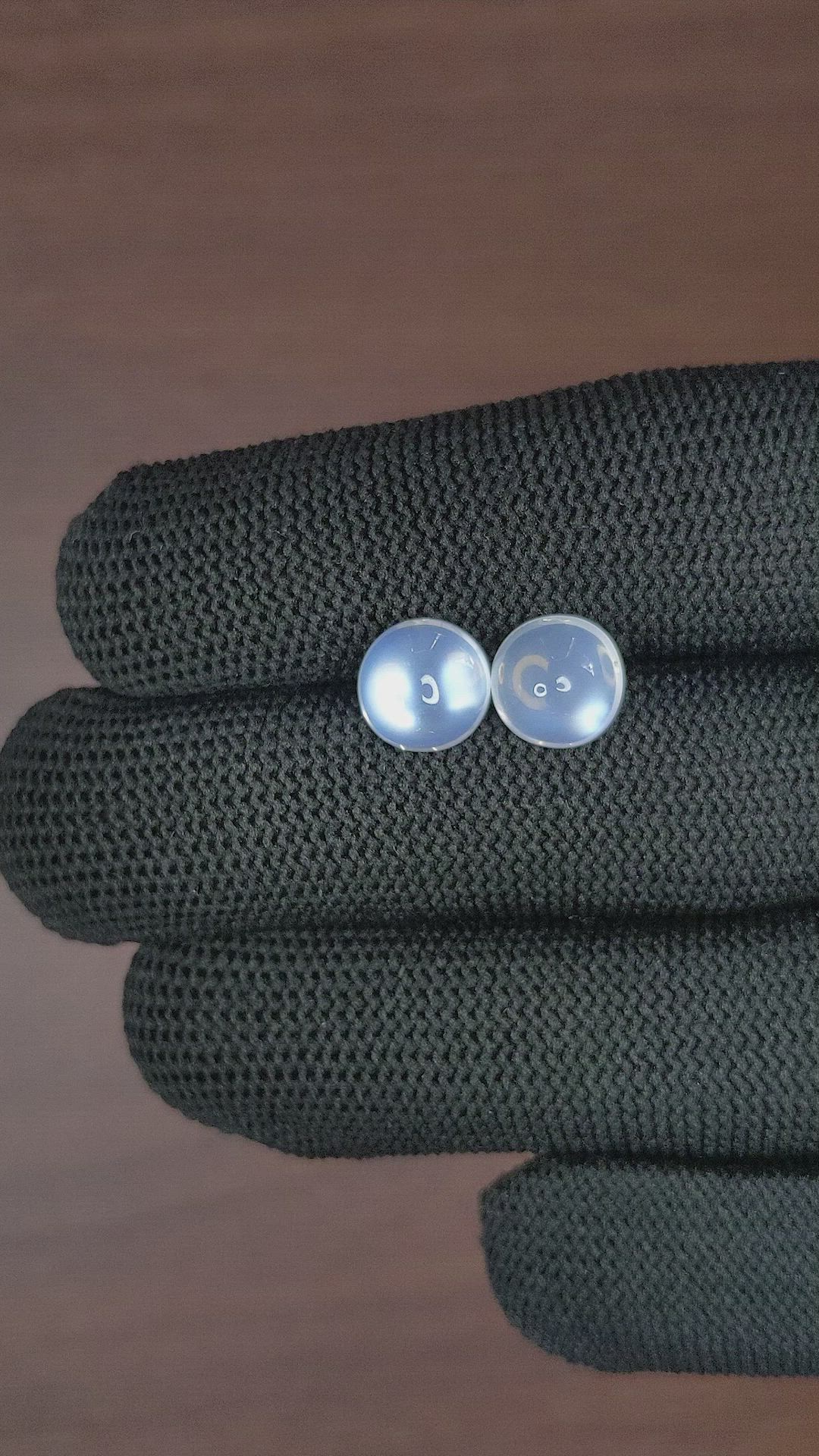 5.53 Ct.Tw.Total Carat Weight Cabochon Moonstone Pair from Madagascar Size Video