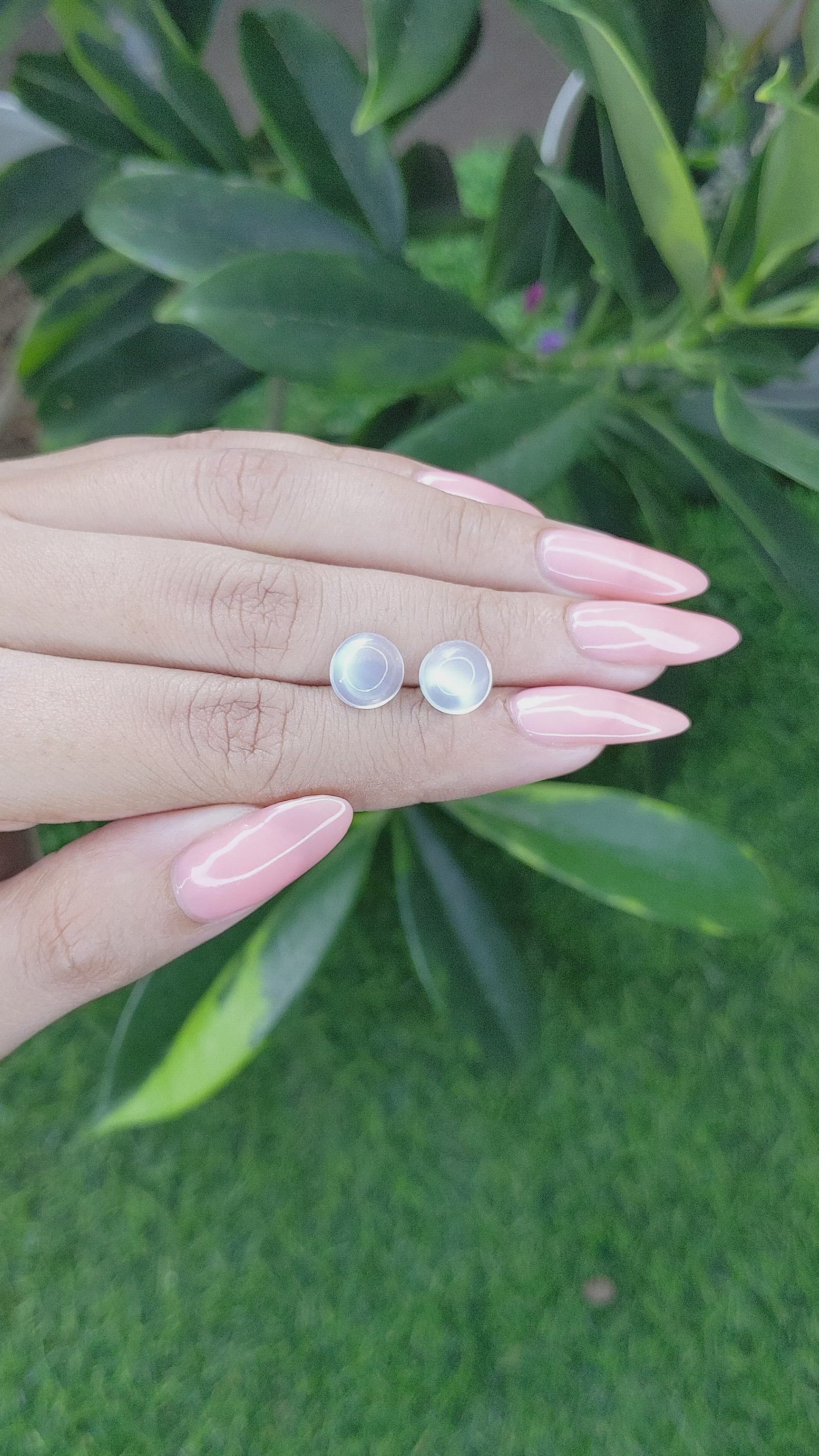 4.09 Ct.Tw.Total Carat Weight Cabochon Moonstone Pair from Madagascar Size Video