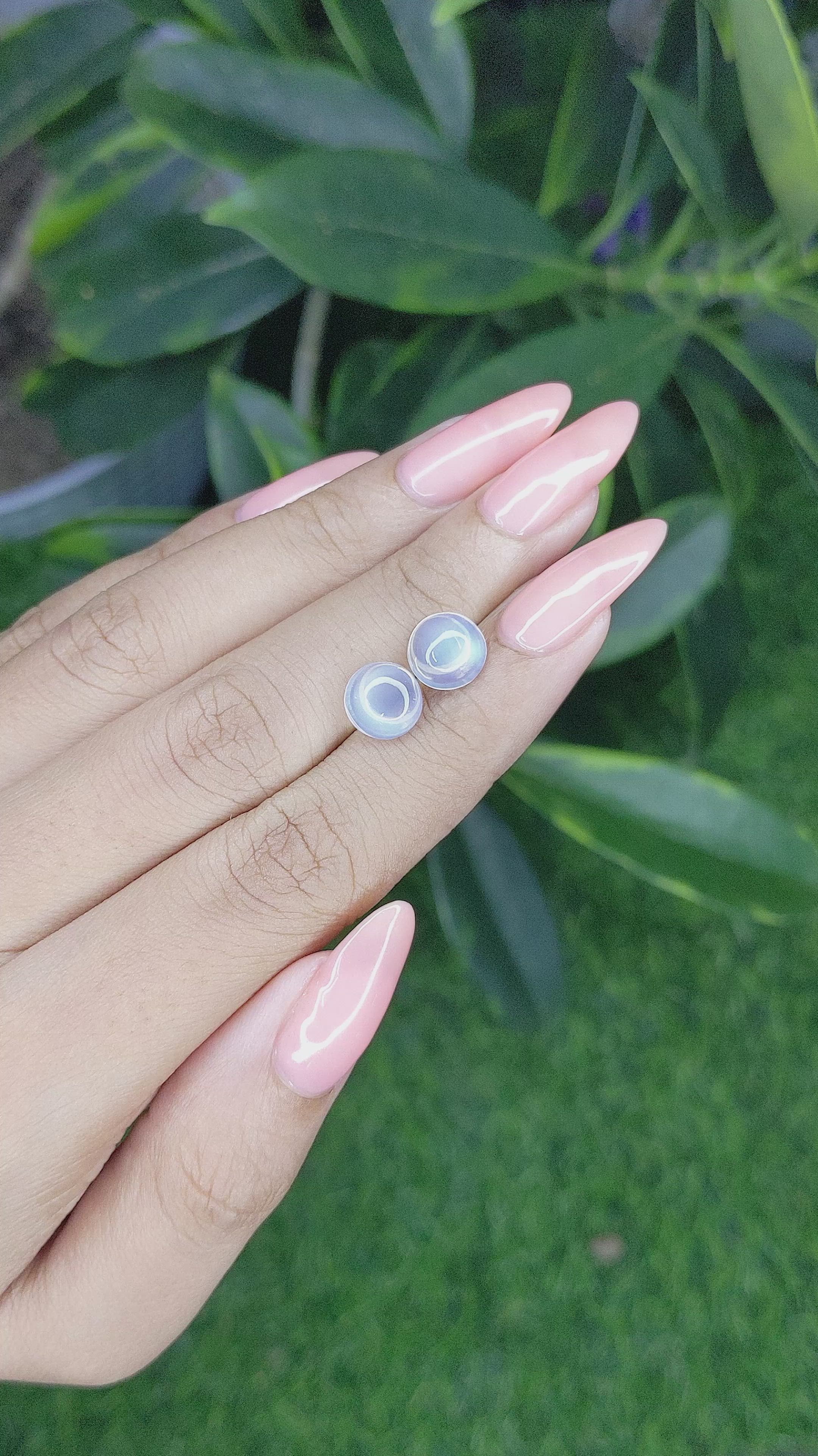 4.27 Ct.Tw.Total Carat Weight Cabochon Moonstone Pair from Madagascar Size Video