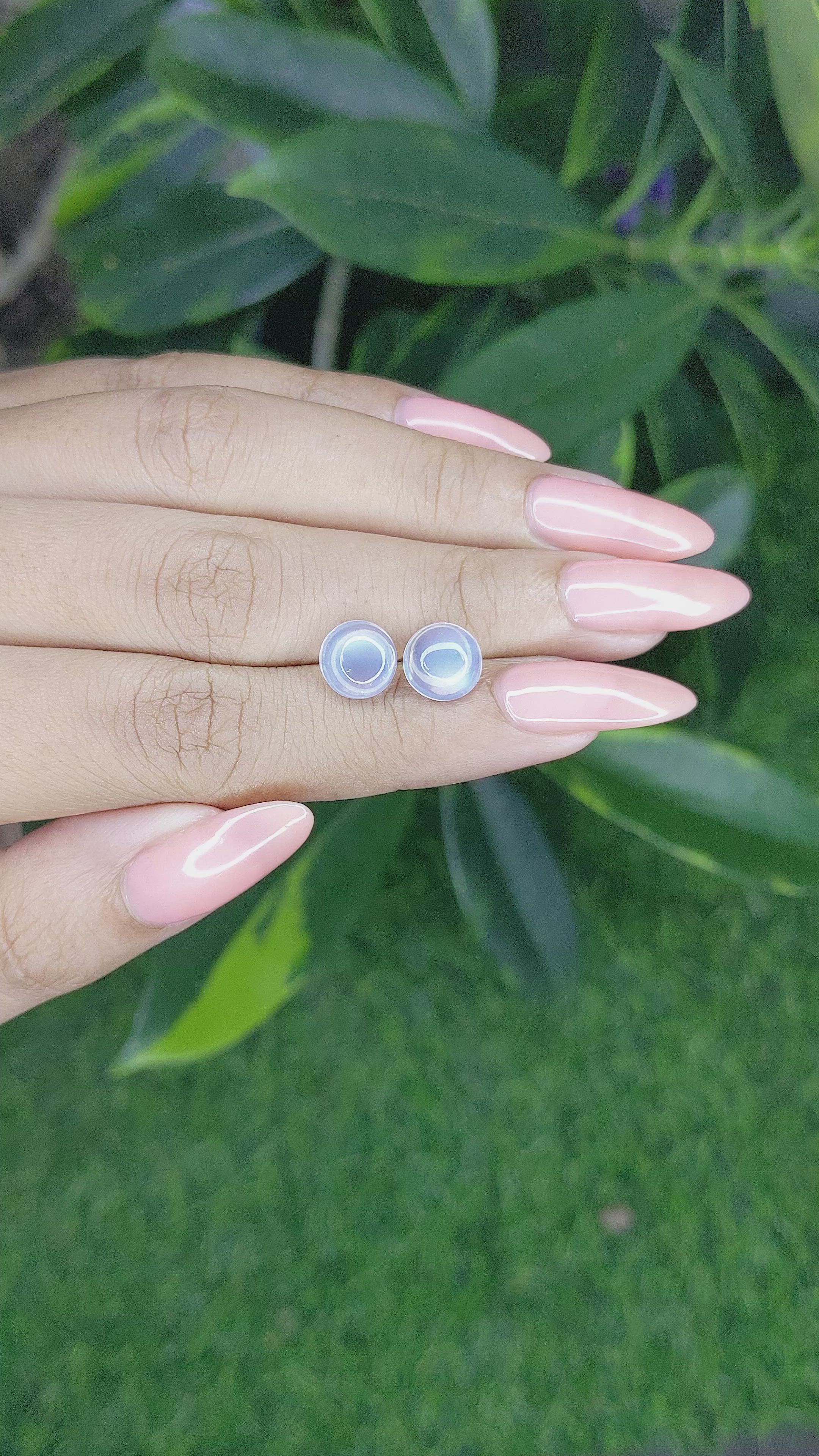 4.27 Ct.Tw.Total Carat Weight Cabochon Moonstone Pair from Madagascar Size Video