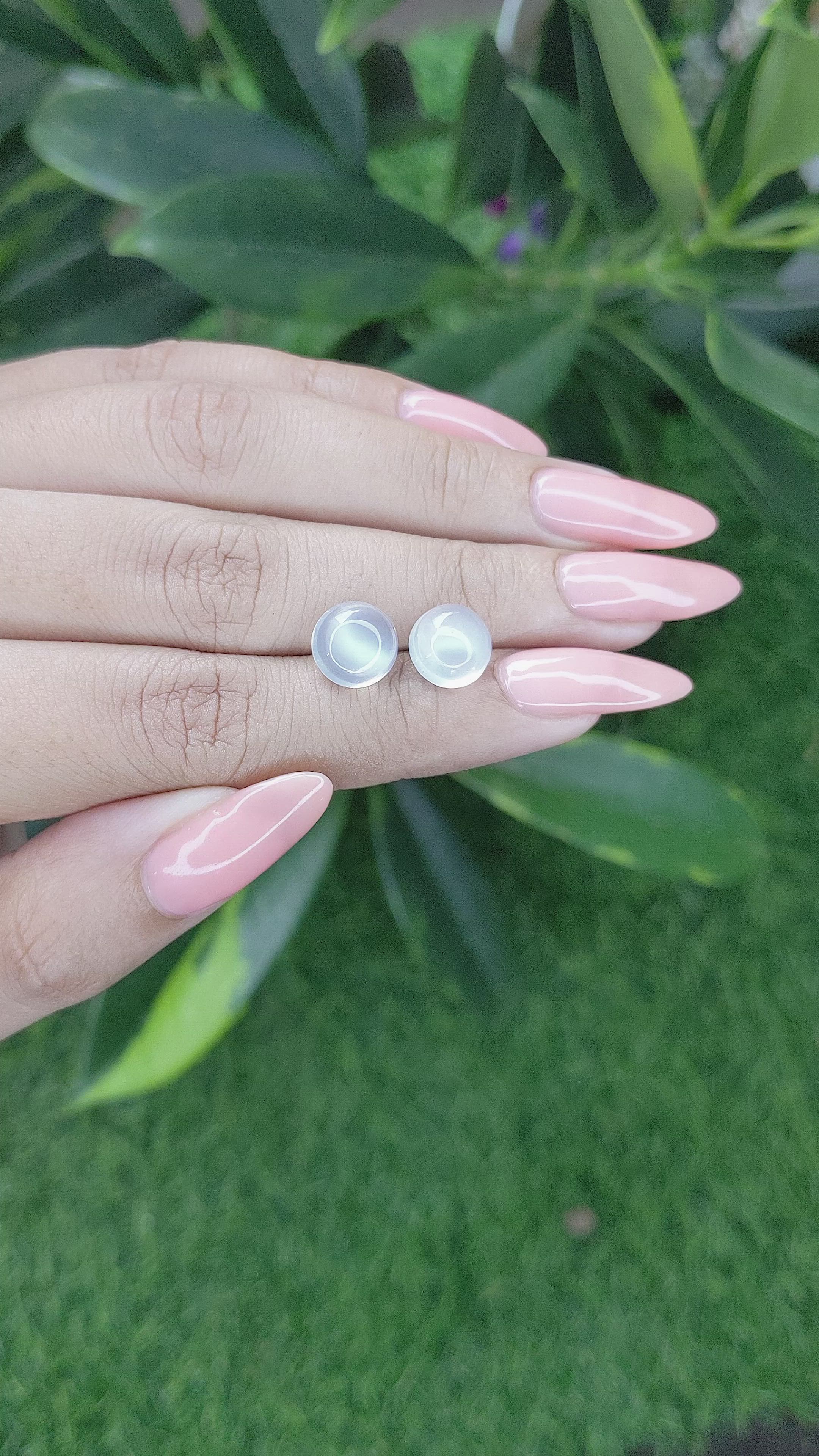 5.34 Ct.Tw.Total Carat Weight Cabochon Moonstone Pair from Madagascar Size Video