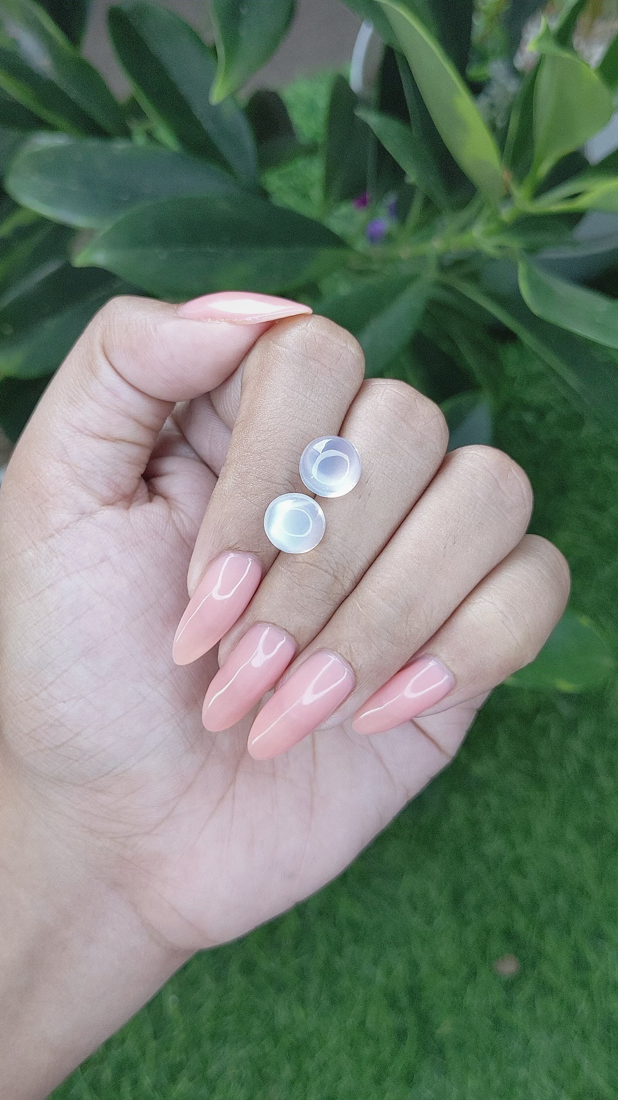 5.34 Ct.Tw.Total Carat Weight Cabochon Moonstone Pair from Madagascar Size Video