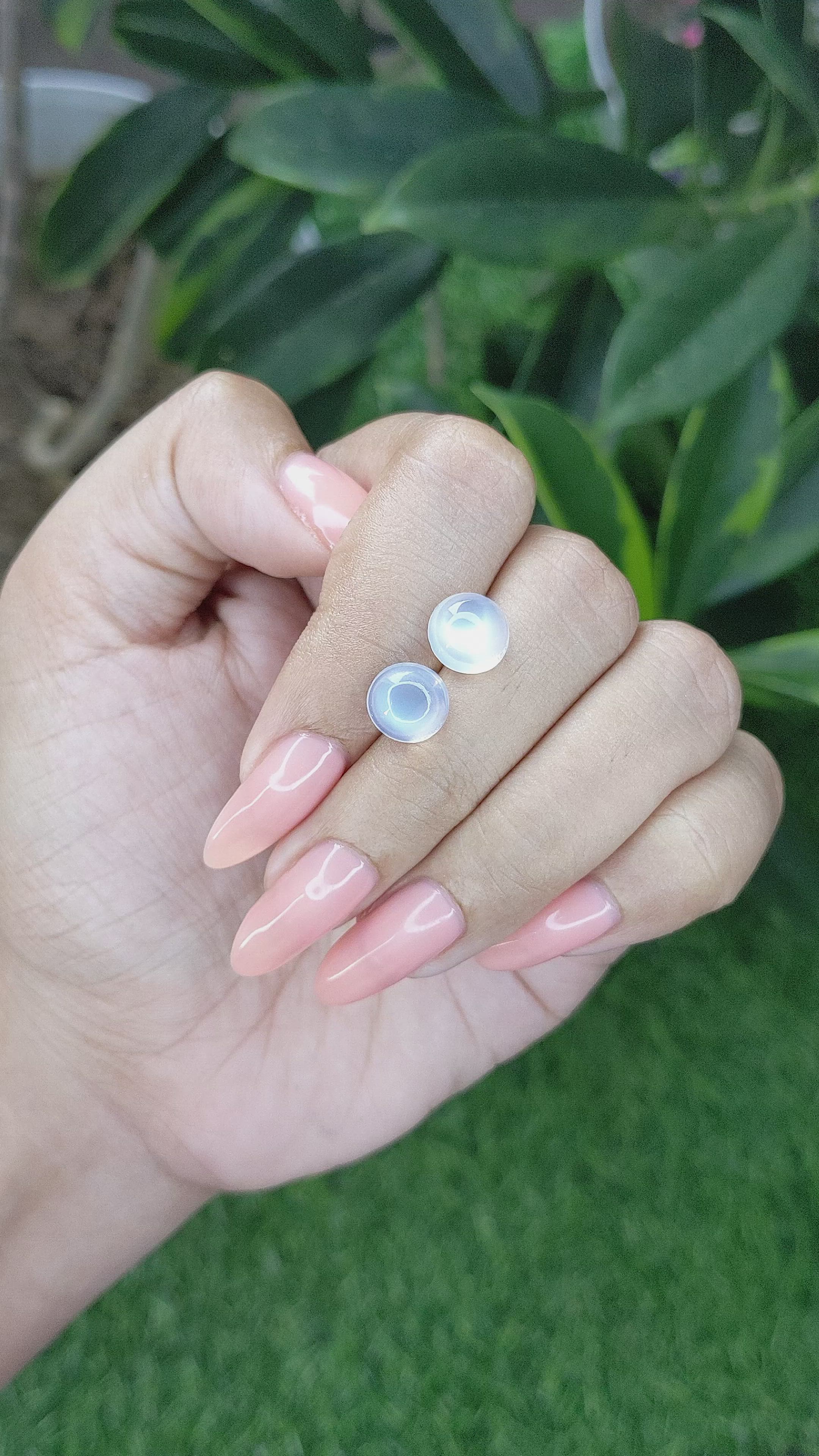 4.24&nbsp;Ct.Tw.Total Carat Weight Cabochon Moonstone Pair from Madagascar Size Video