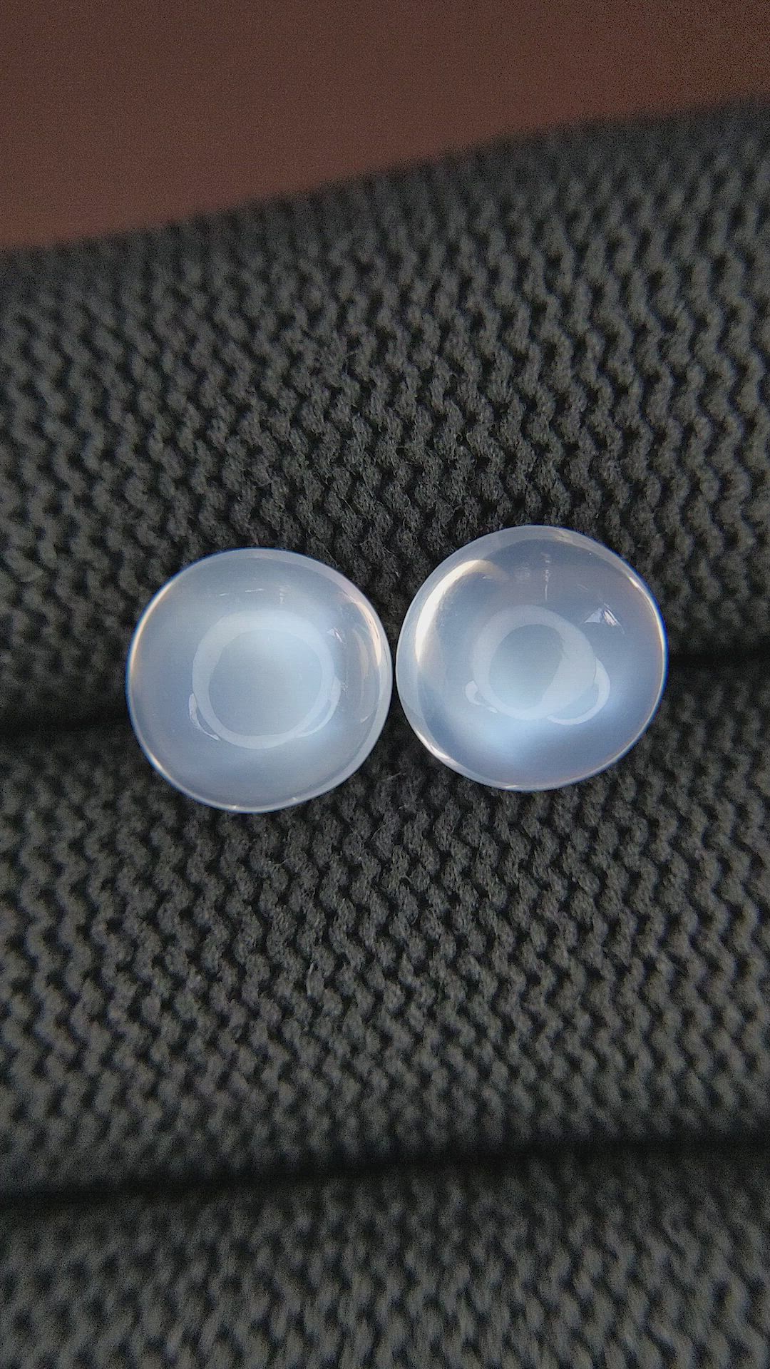 5.54&nbsp;Ct.Tw.Total Carat Weight Blue Flash Cabochon Moonstone Pair from Madagascar Size Video