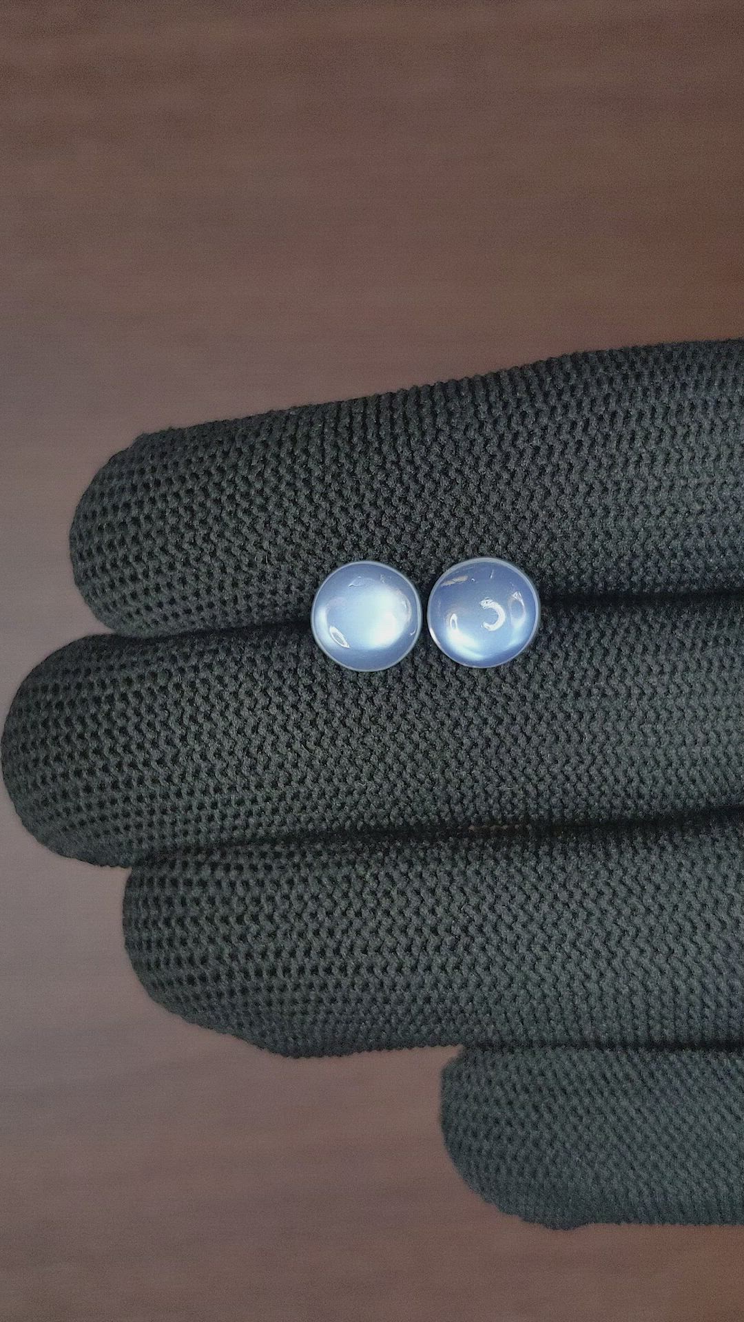 3.66 Ct.Tw.Total Carat Weight Cabochon Moonstone Pair from Madagascar Size Video