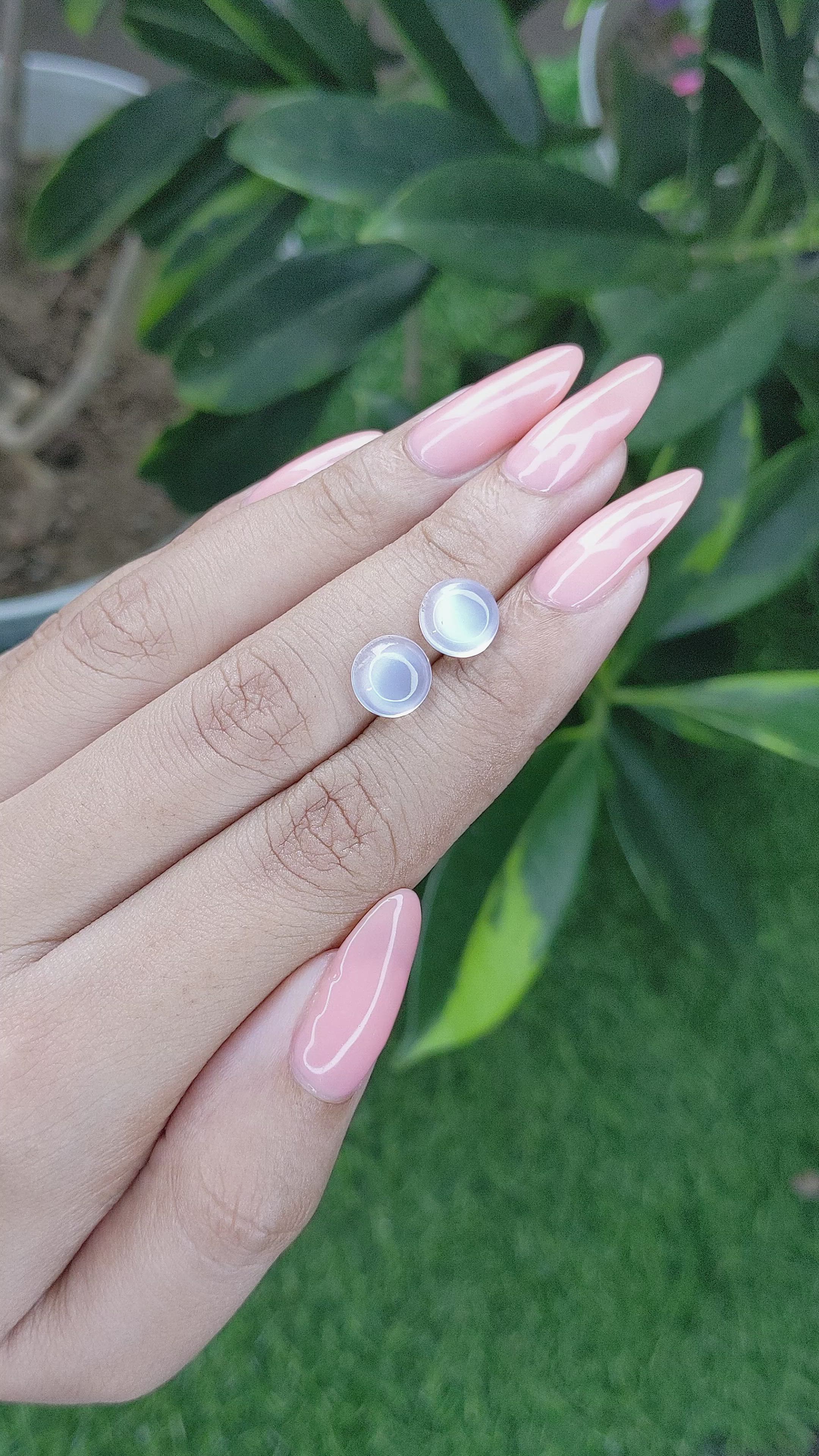 3.66 Ct.Tw.Total Carat Weight Cabochon Moonstone Pair from Madagascar Size Video