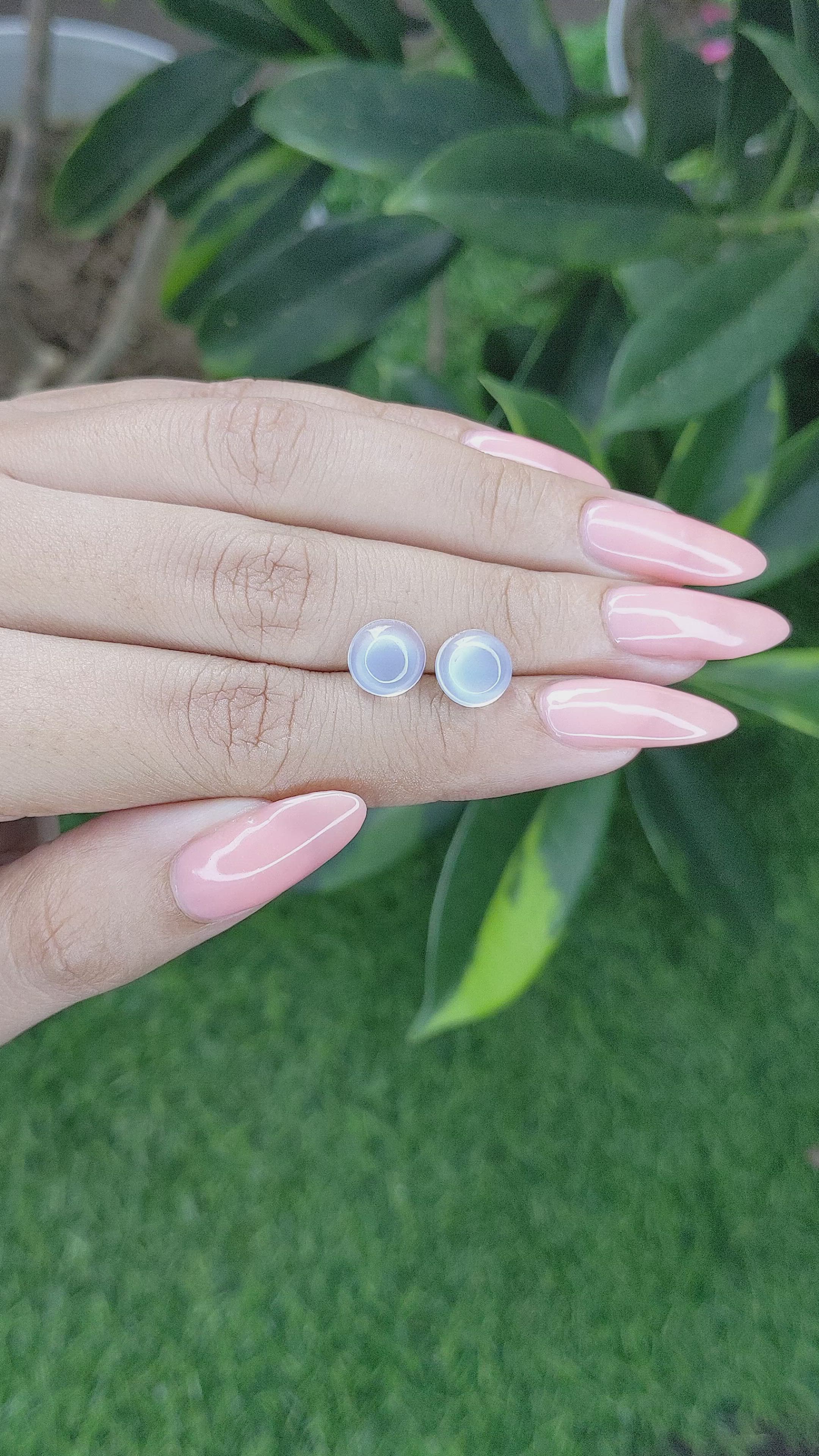 3.66 Ct.Tw.Total Carat Weight Cabochon Moonstone Pair from Madagascar Size Video