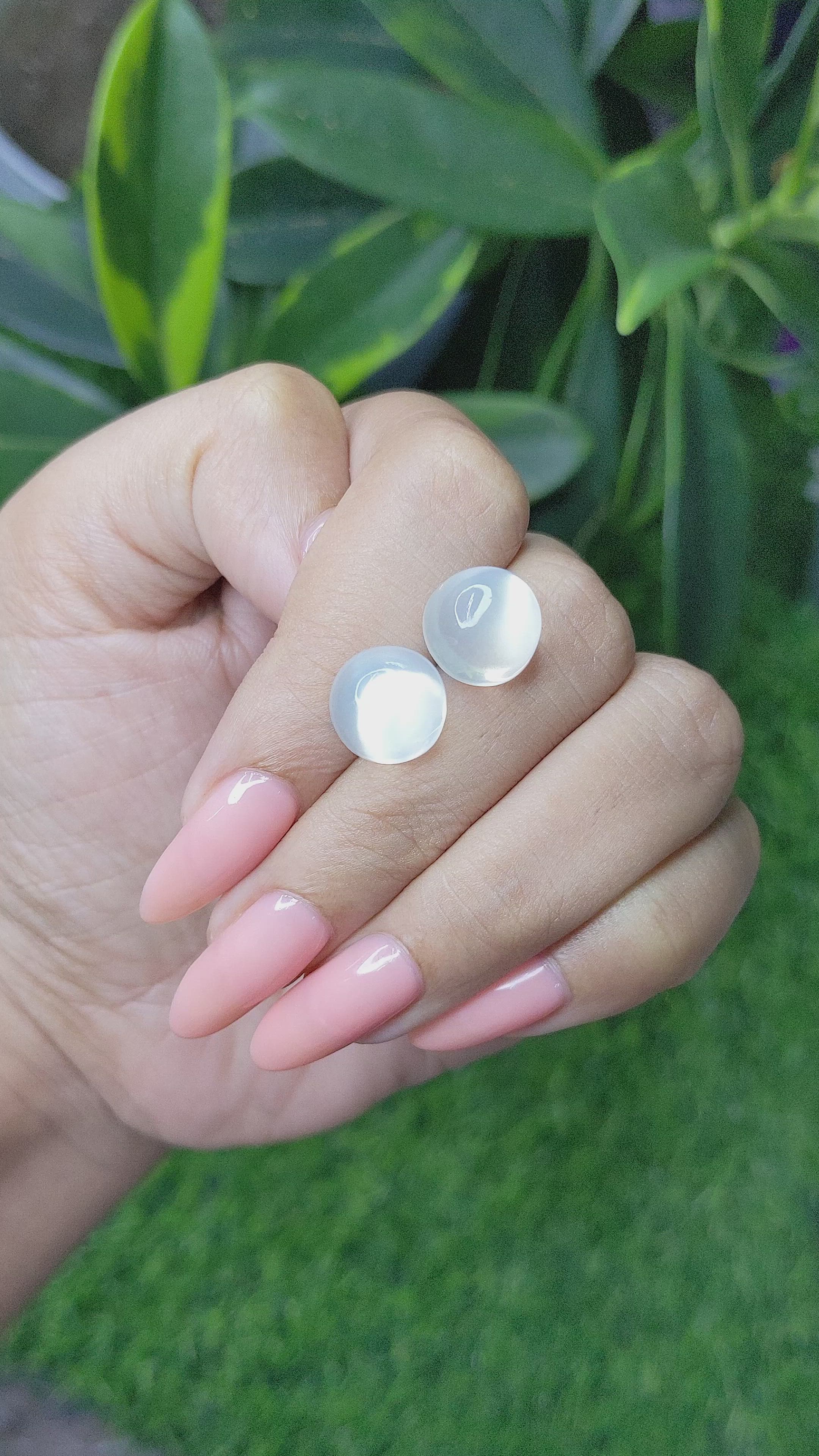 13.20 Ct.Tw.Total Carat Weight Cabochon Moonstone Pair from Madagascar Size Video