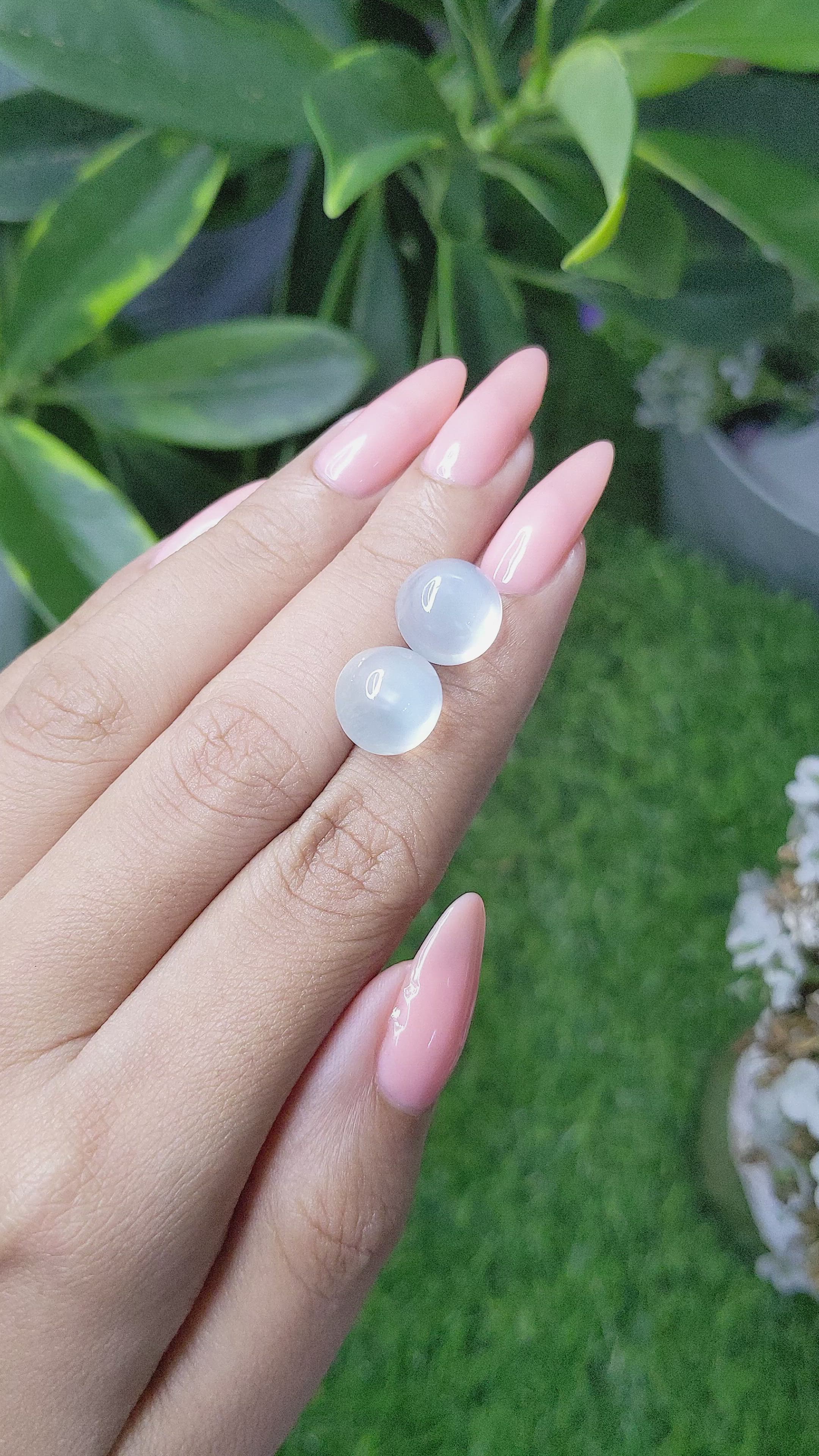 13.20 Ct.Tw.Total Carat Weight Cabochon Moonstone Pair from Madagascar Size Video