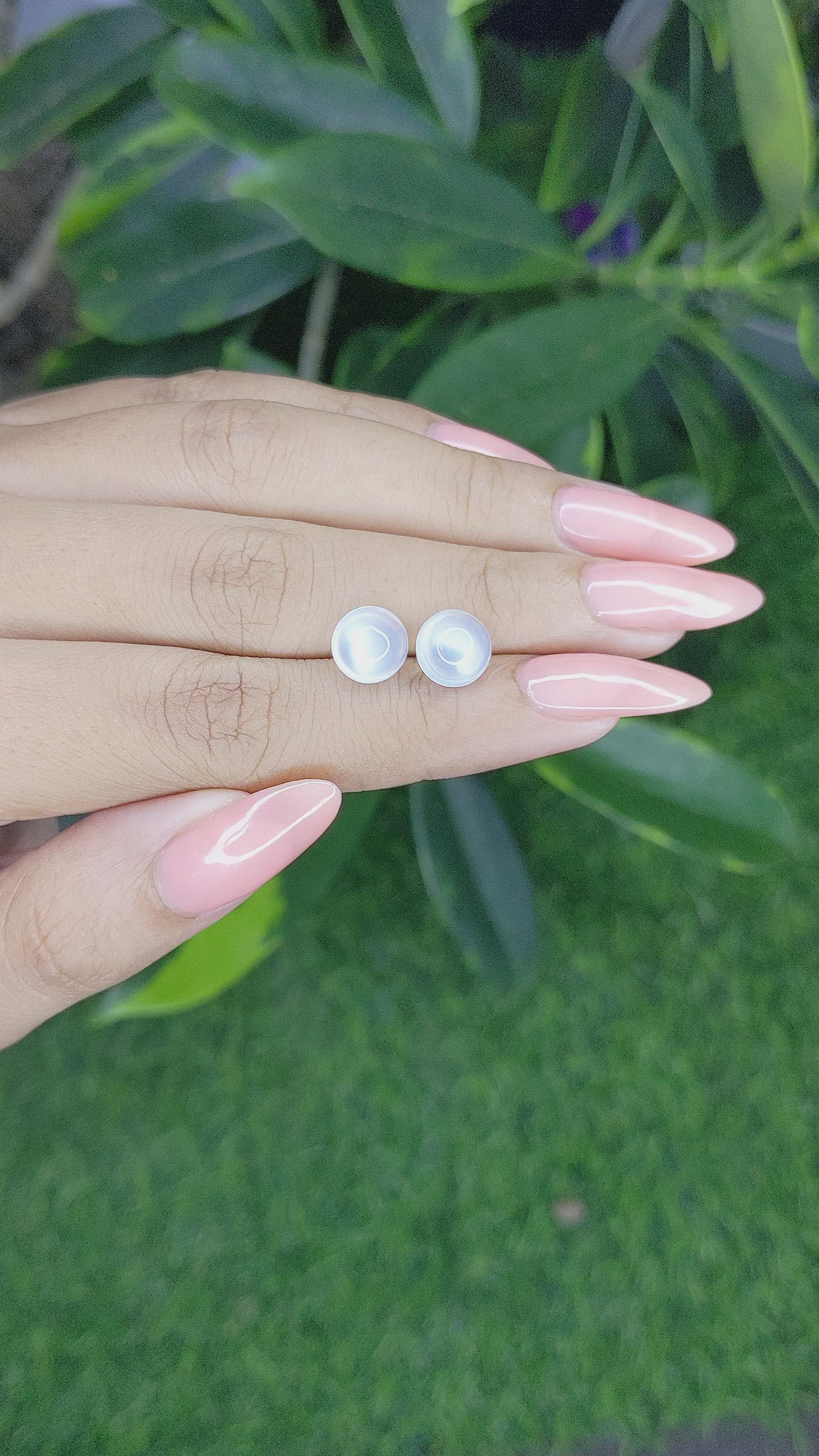 4.35 Ct.Tw.Total Carat Weight Cabochon Moonstone Pair from Madagascar Size Video