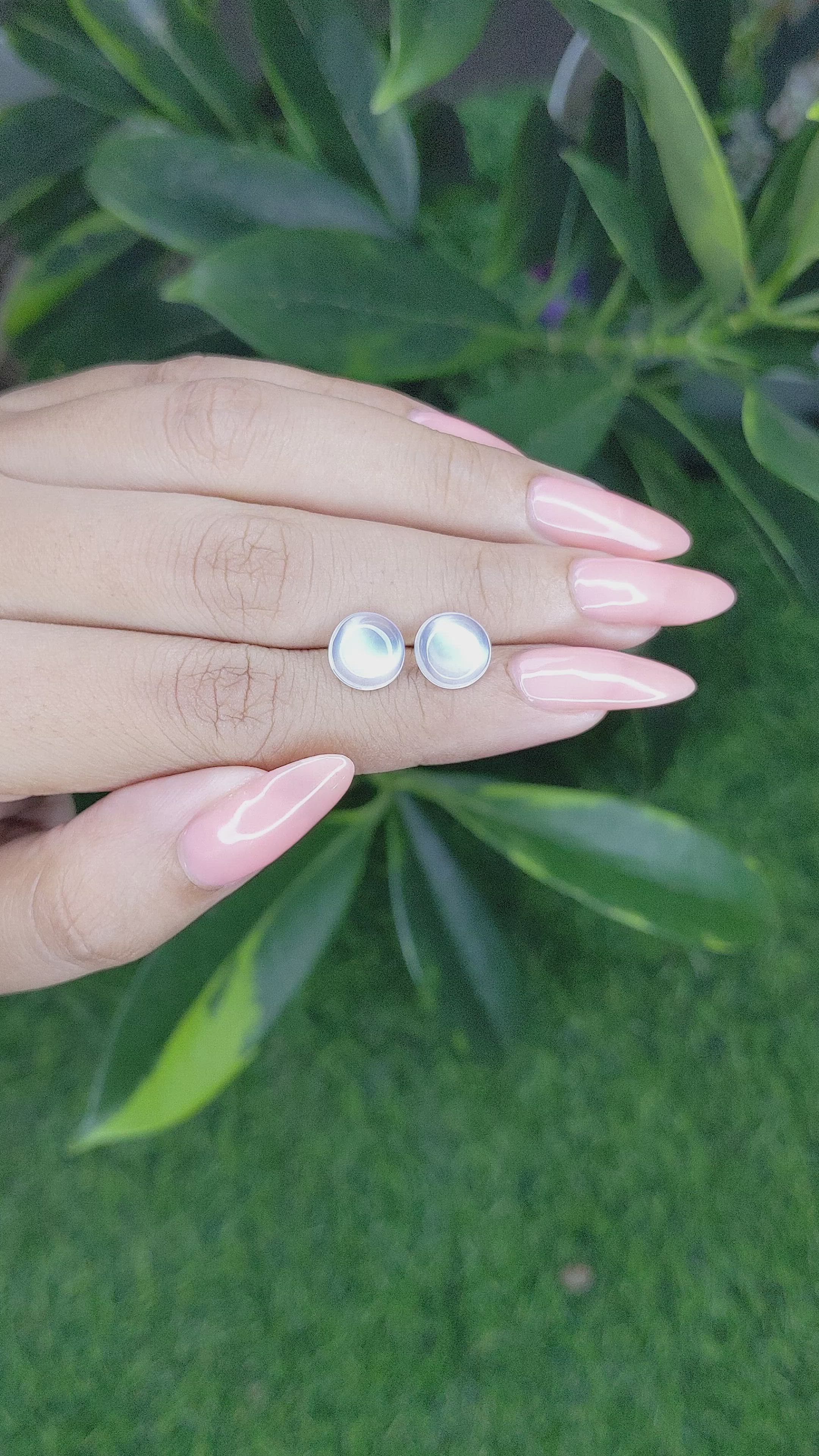 3.52 Ct.Tw.Total Carat Weight Cabochon Moonstone Pair from Madagascar Size Video