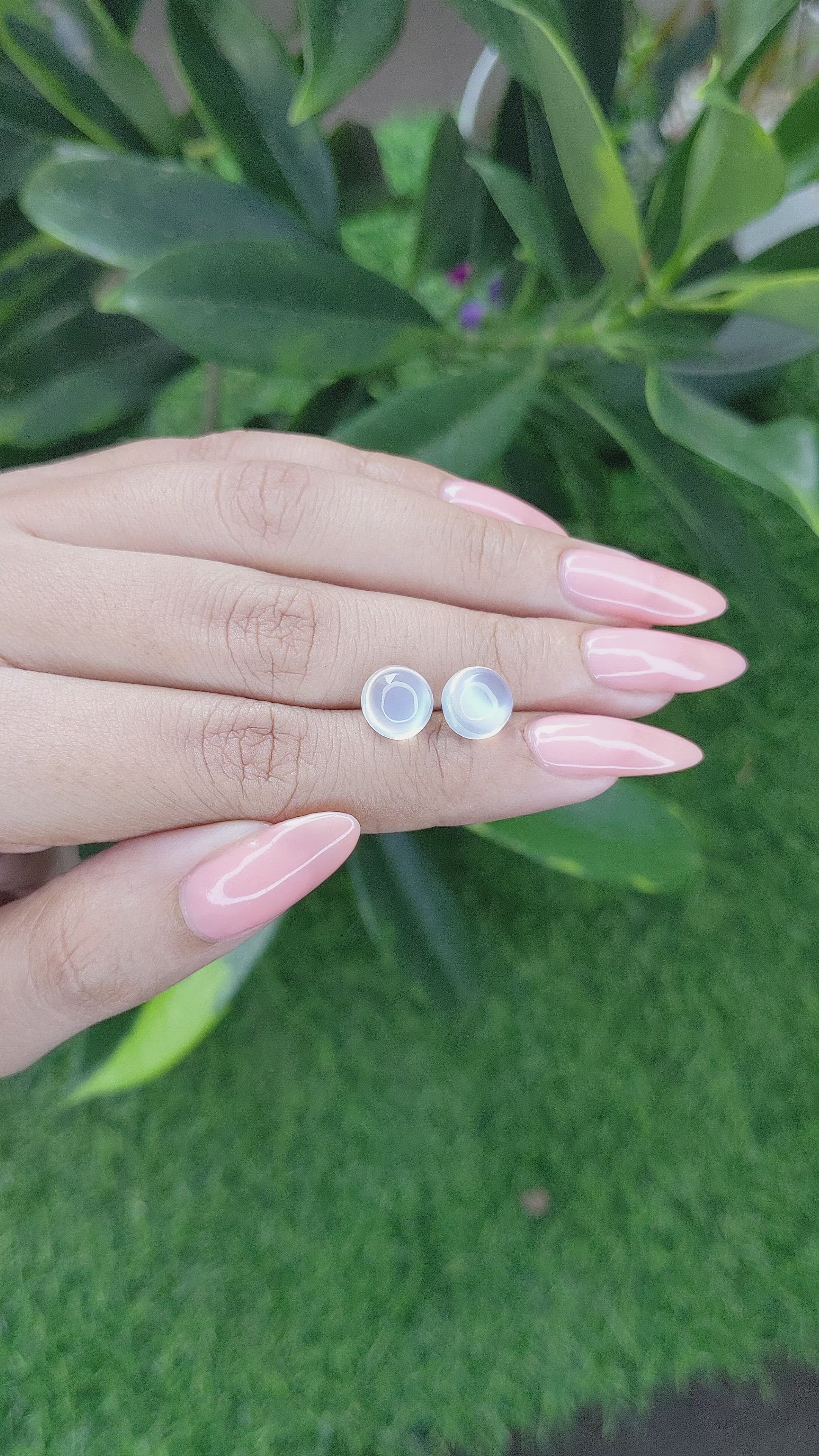 5.30 Ct.Tw.Total Carat Weight Cabochon Moonstone Pair from Madagascar Size Video