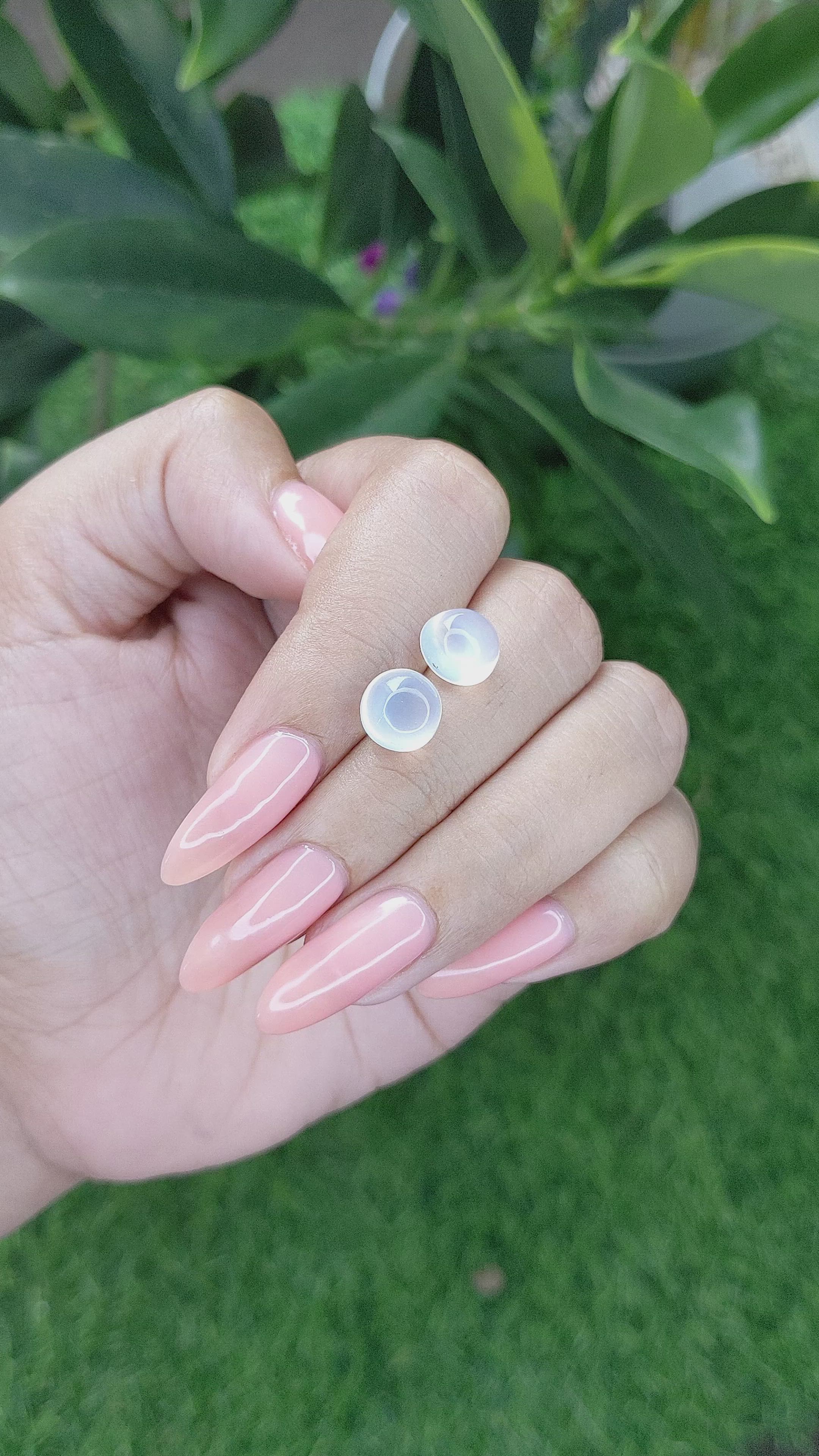 5.30 Ct.Tw.Total Carat Weight Cabochon Moonstone Pair from Madagascar Size Video