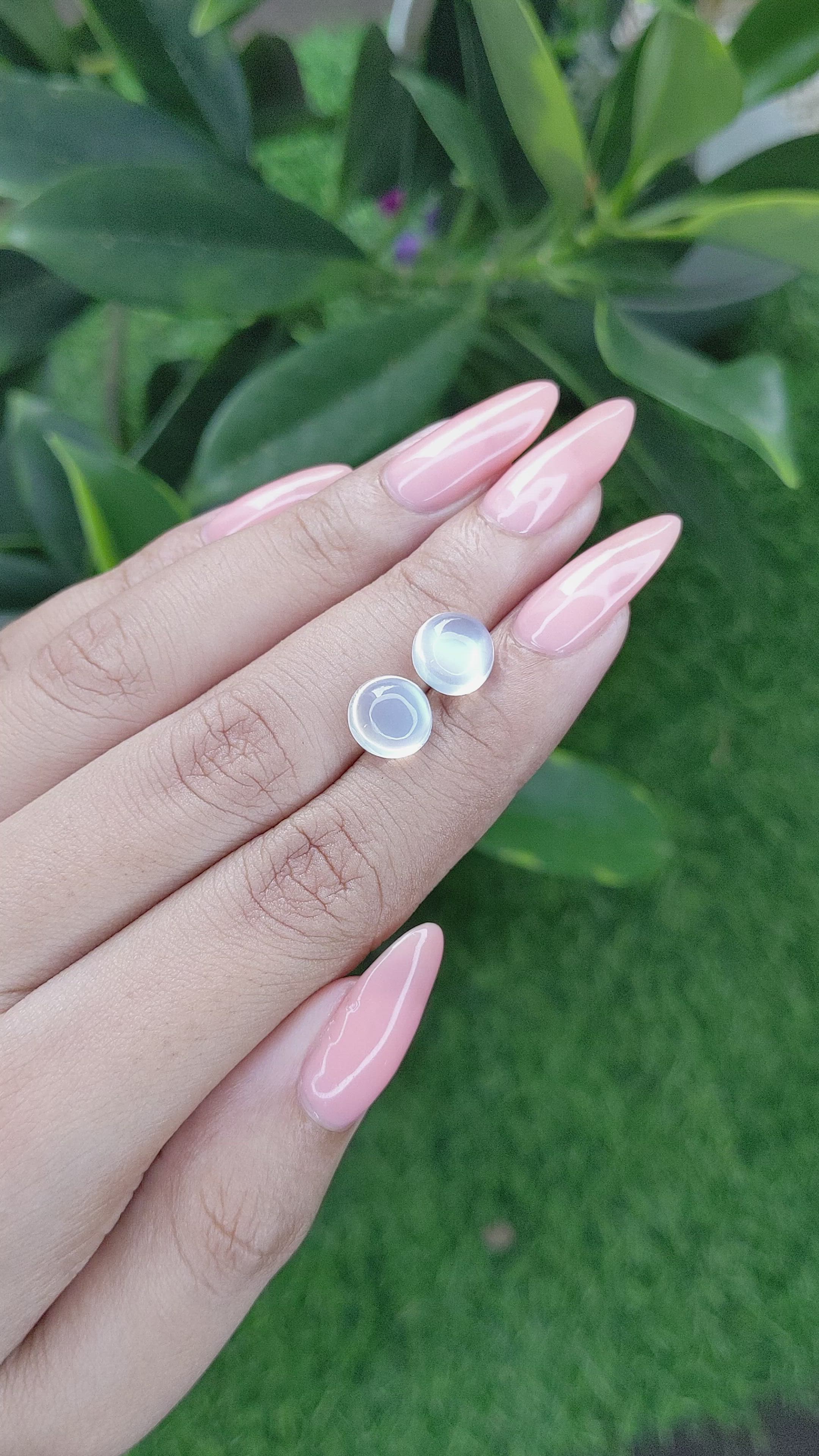 5.30 Ct.Tw.Total Carat Weight Cabochon Moonstone Pair from Madagascar Size Video