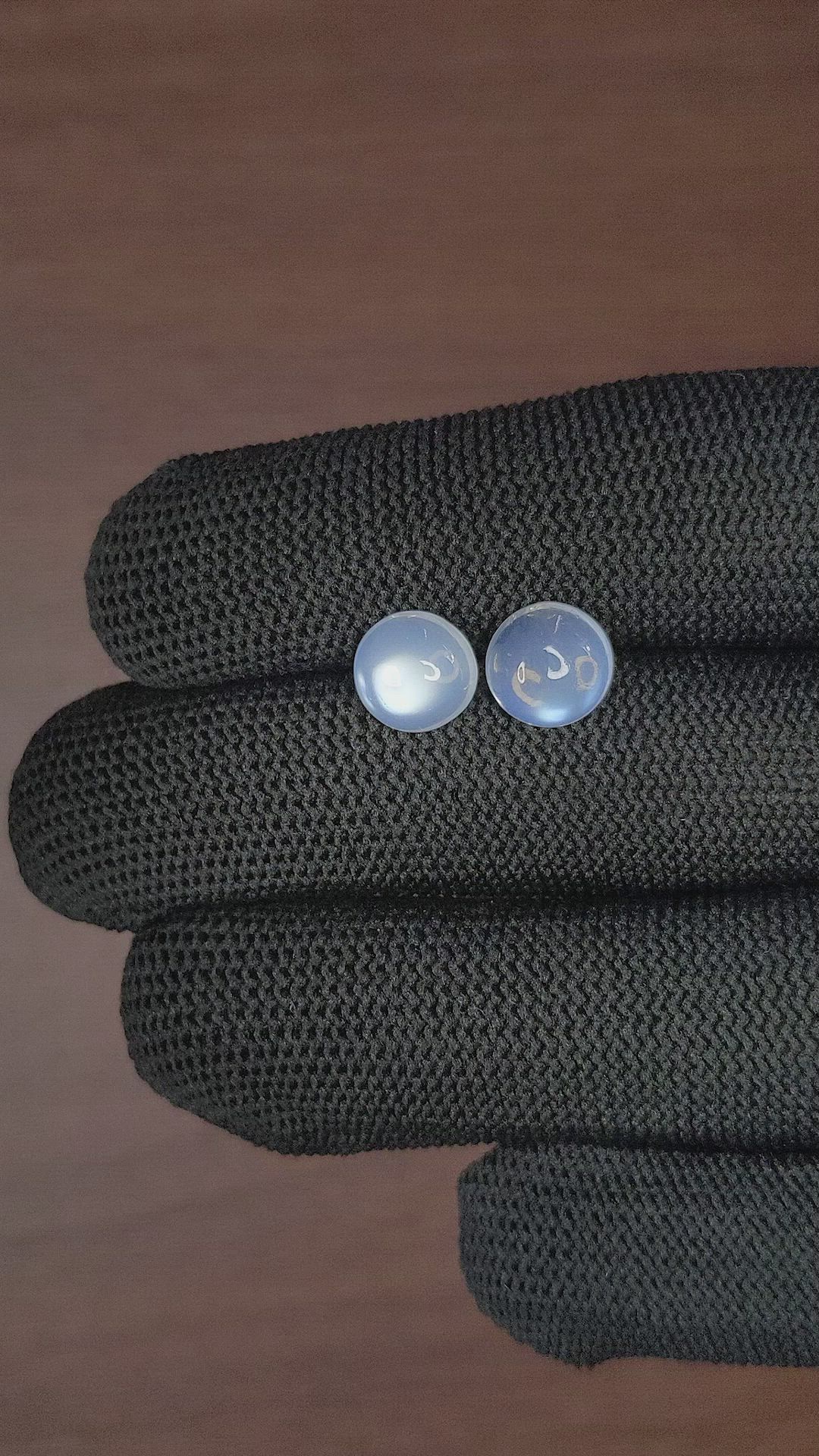 4.43&nbsp;Ct.Tw.Total Carat Weight Blue Flash Cabochon Moonstone Pair from Madagascar Size Video