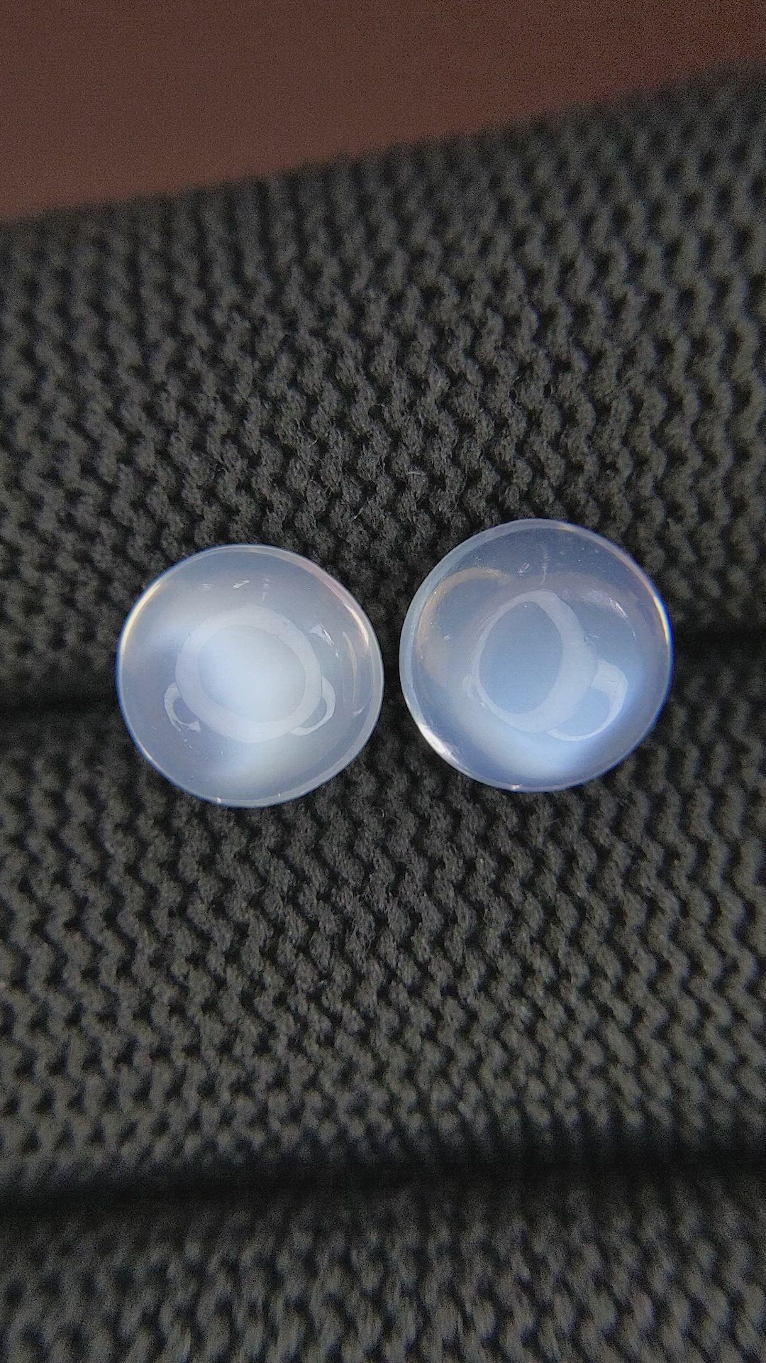 4.43&nbsp;Ct.Tw.Total Carat Weight Blue Flash Cabochon Moonstone Pair from Madagascar Size Video