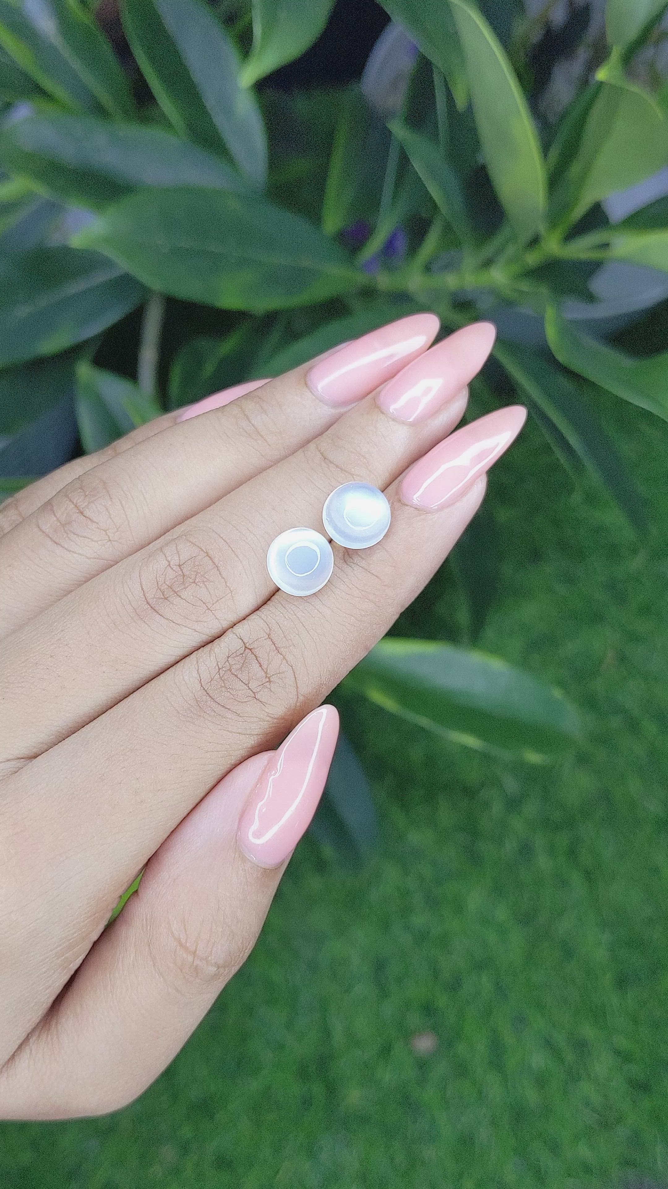 6.05 Ct.Tw.Total Carat Weight Cabochon Moonstone Pair from Madagascar Size Video