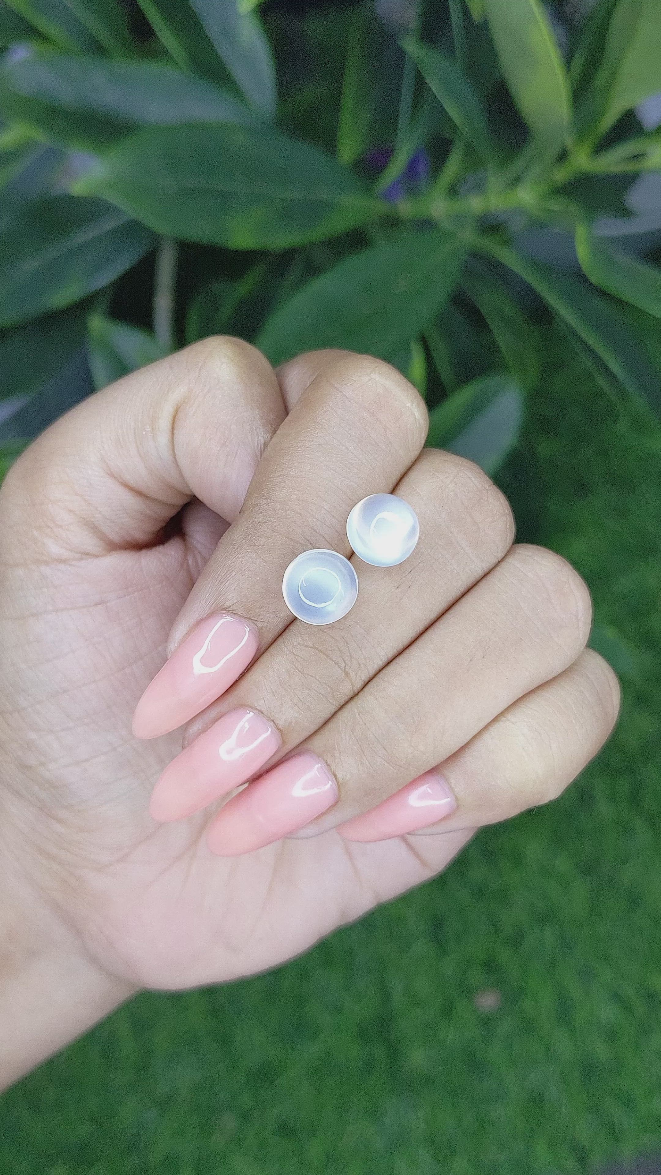 6.05 Ct.Tw.Total Carat Weight Cabochon Moonstone Pair from Madagascar Size Video