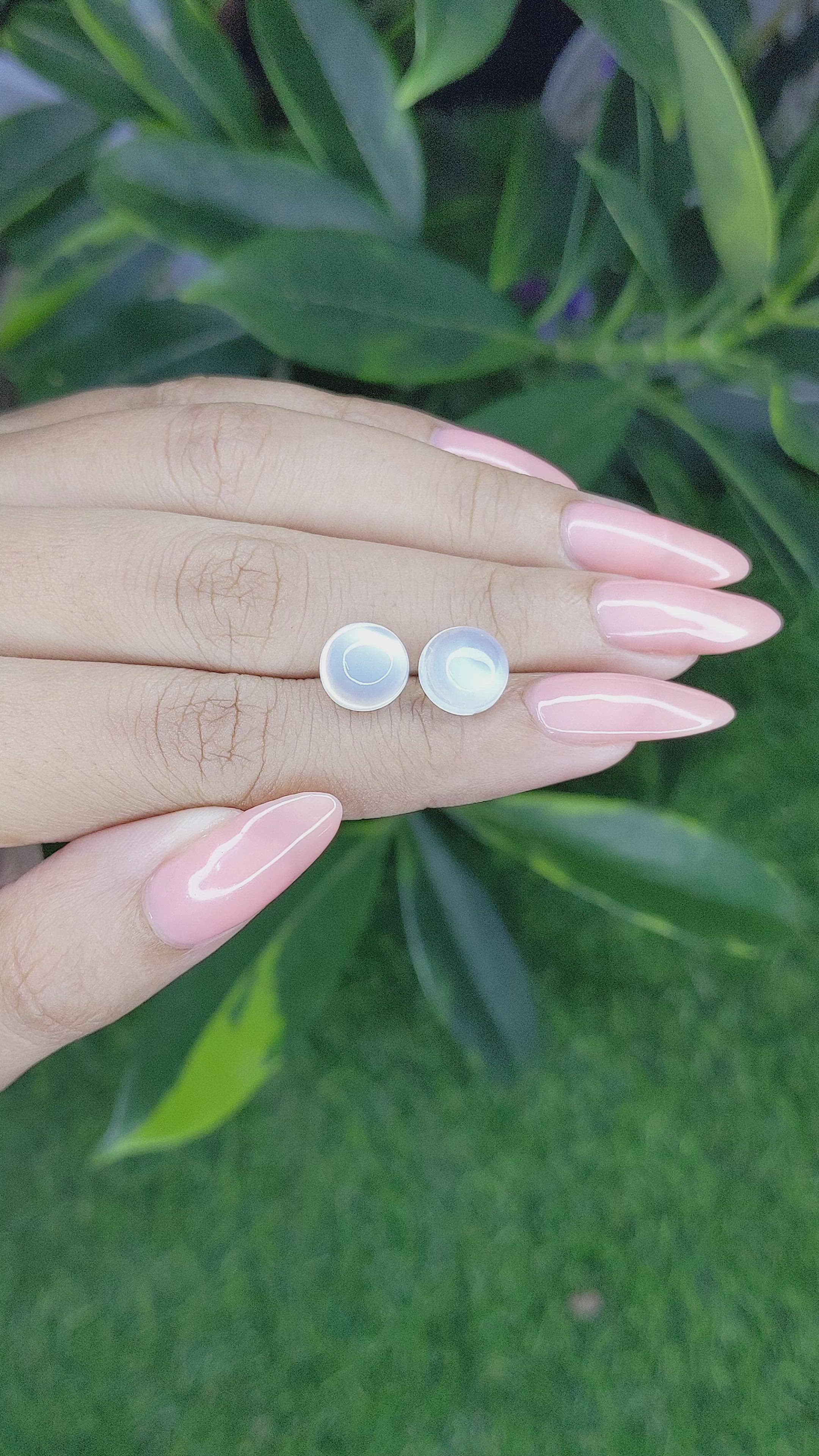 6.05 Ct.Tw.Total Carat Weight Cabochon Moonstone Pair from Madagascar Size Video