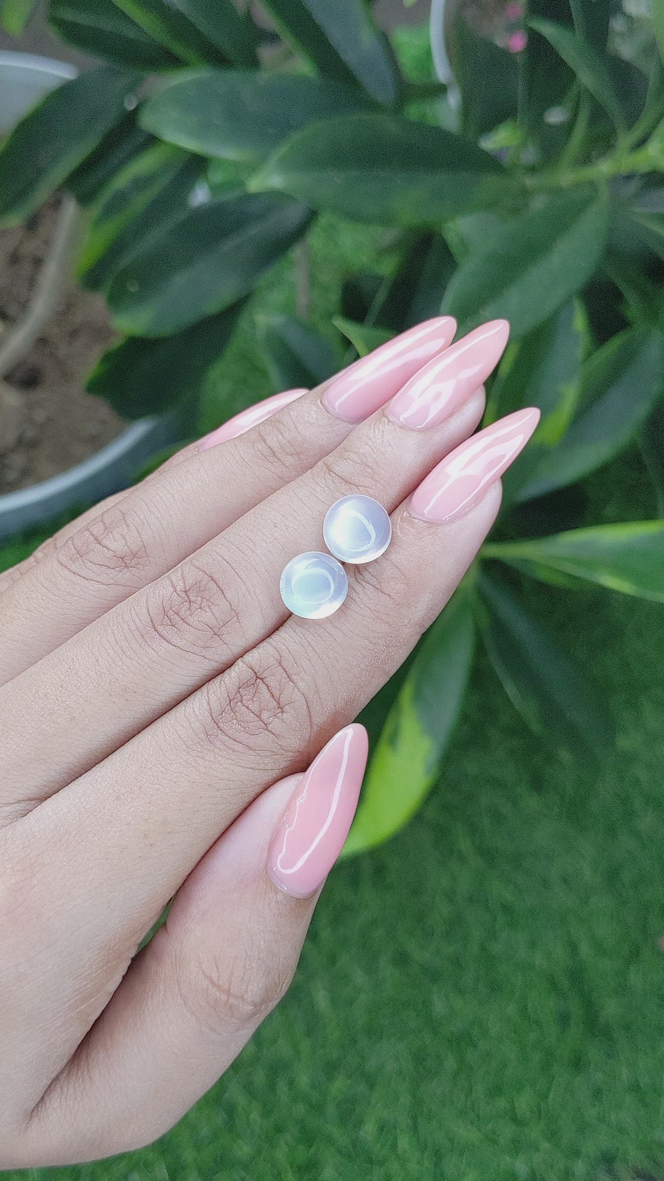 4.79&nbsp;Ct.Tw.Total Carat Weight Cabochon Moonstone Pair from Madagascar Size Video