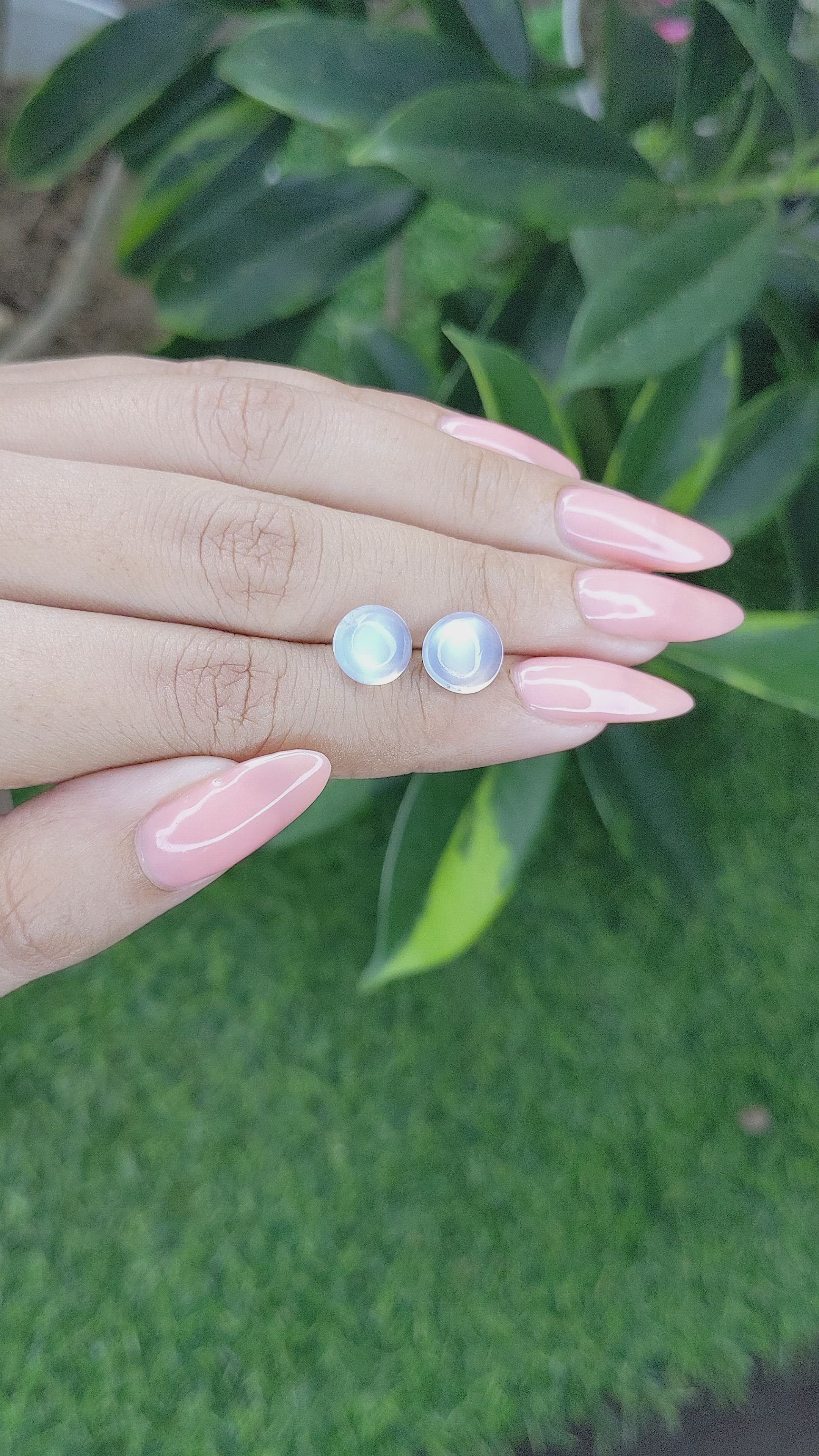 4.79&nbsp;Ct.Tw.Total Carat Weight Cabochon Moonstone Pair from Madagascar Size Video