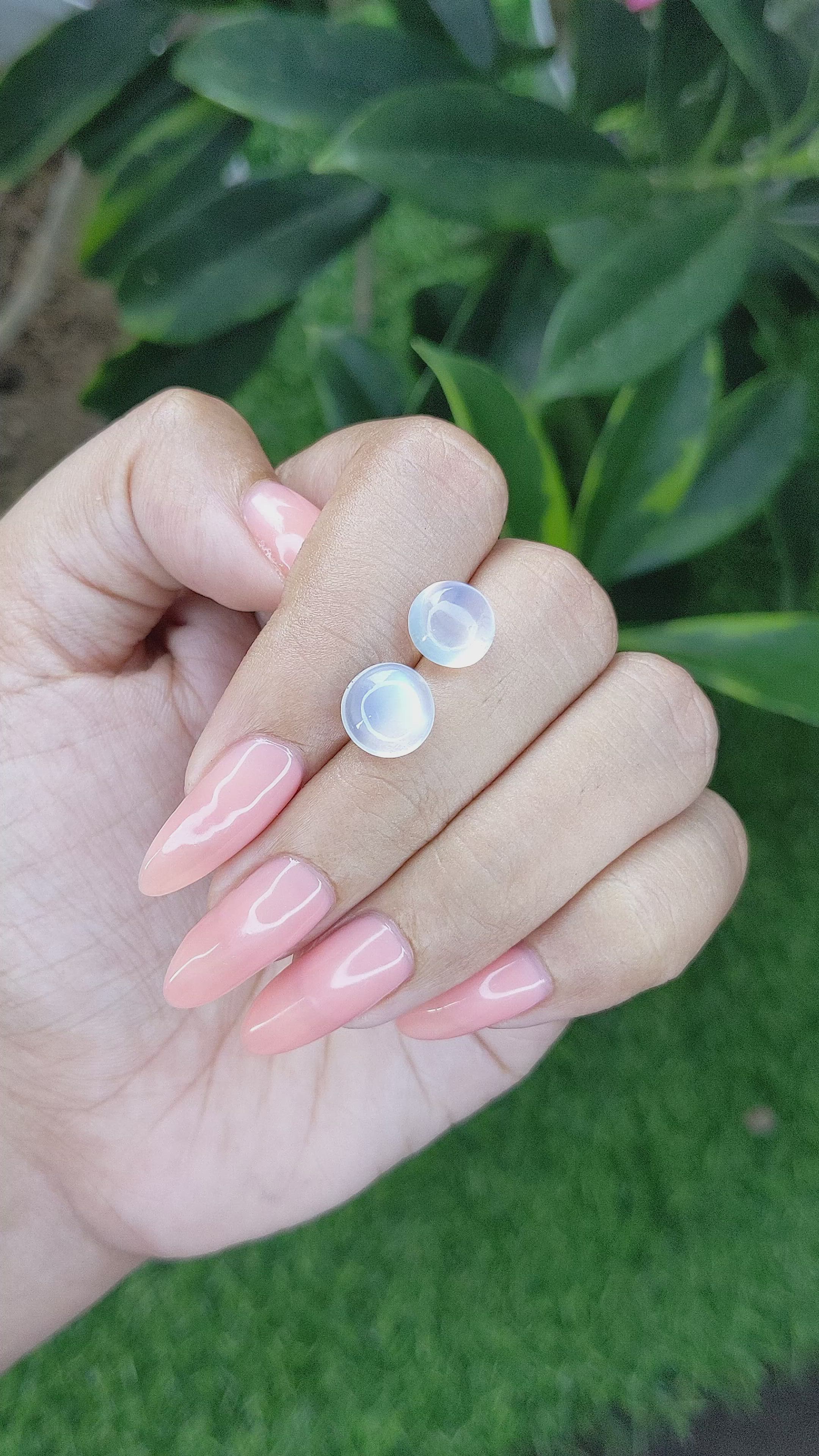 4.79&nbsp;Ct.Tw.Total Carat Weight Cabochon Moonstone Pair from Madagascar Size Video