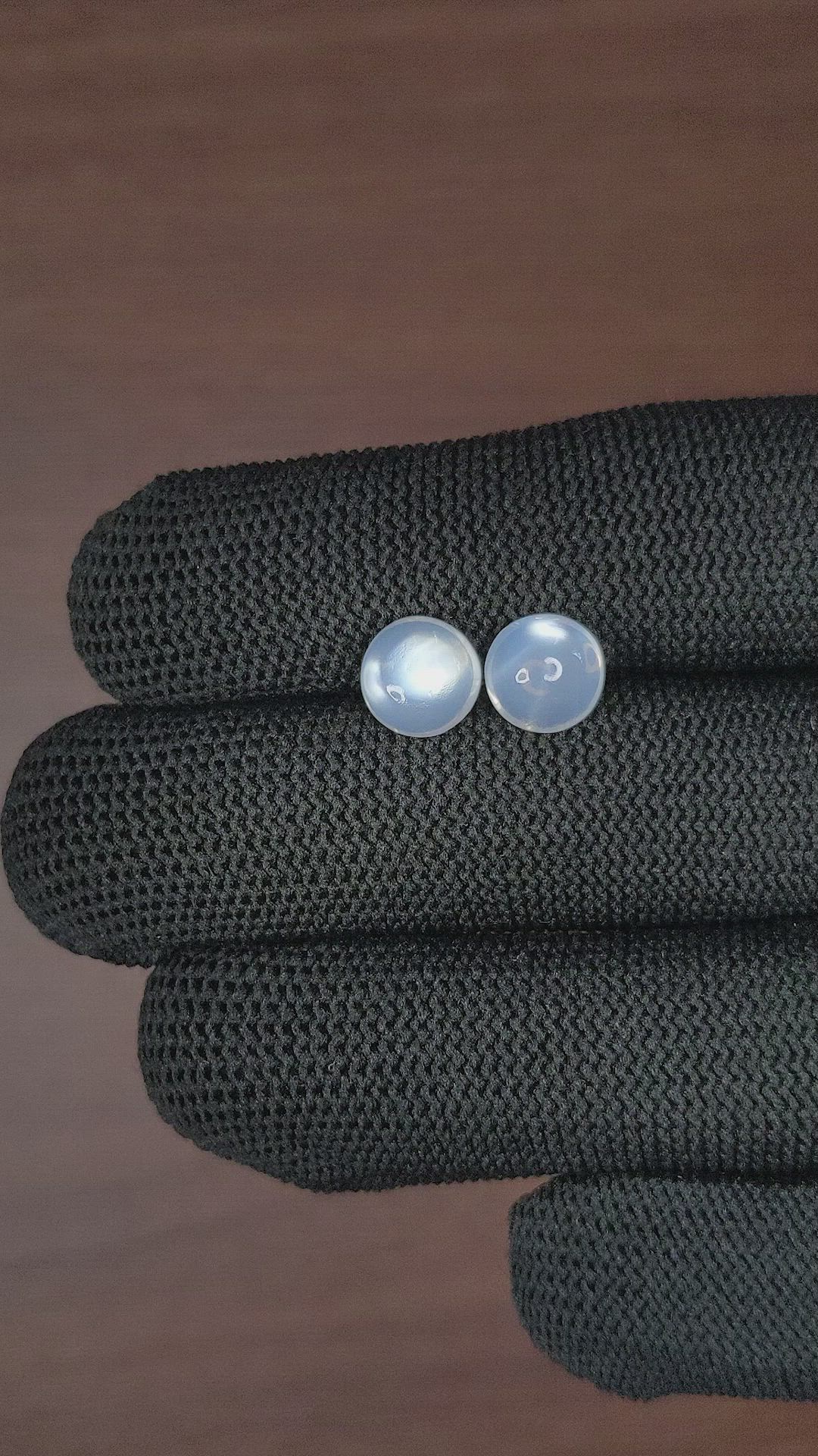 4.32 Ct.Tw.Total Carat Weight Cabochon Moonstone Pair from Madagascar Size Video