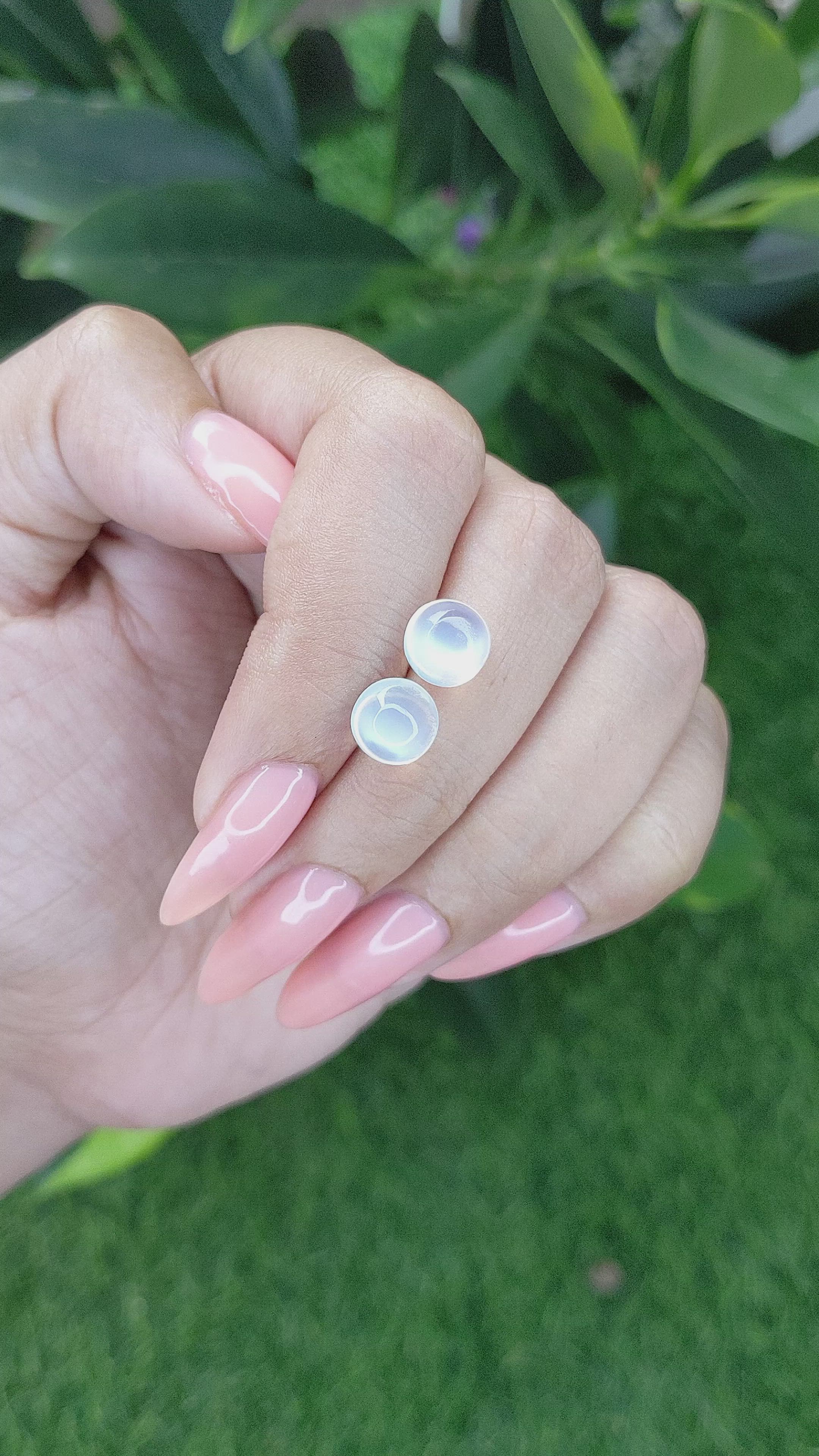 4.32 Ct.Tw.Total Carat Weight Cabochon Moonstone Pair from Madagascar Size Video