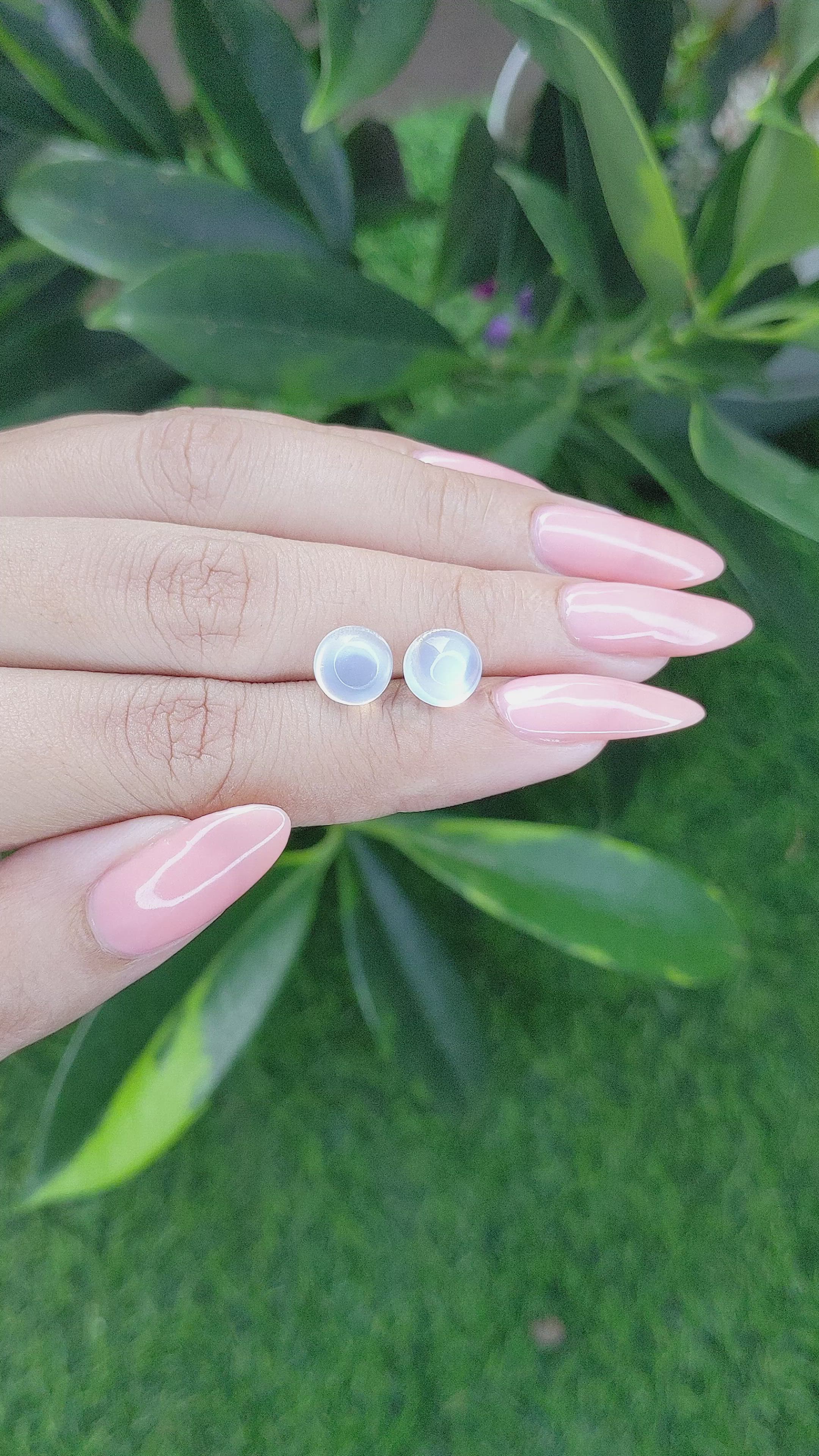 4.32 Ct.Tw.Total Carat Weight Cabochon Moonstone Pair from Madagascar Size Video