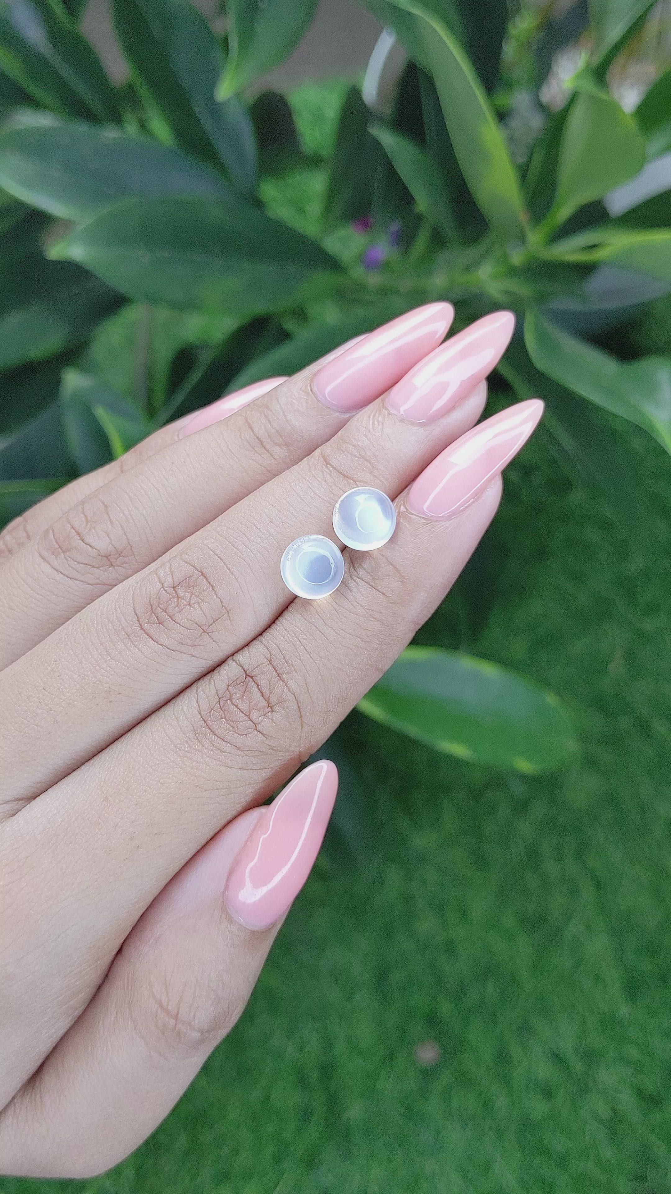 4.32 Ct.Tw.Total Carat Weight Cabochon Moonstone Pair from Madagascar Size Video