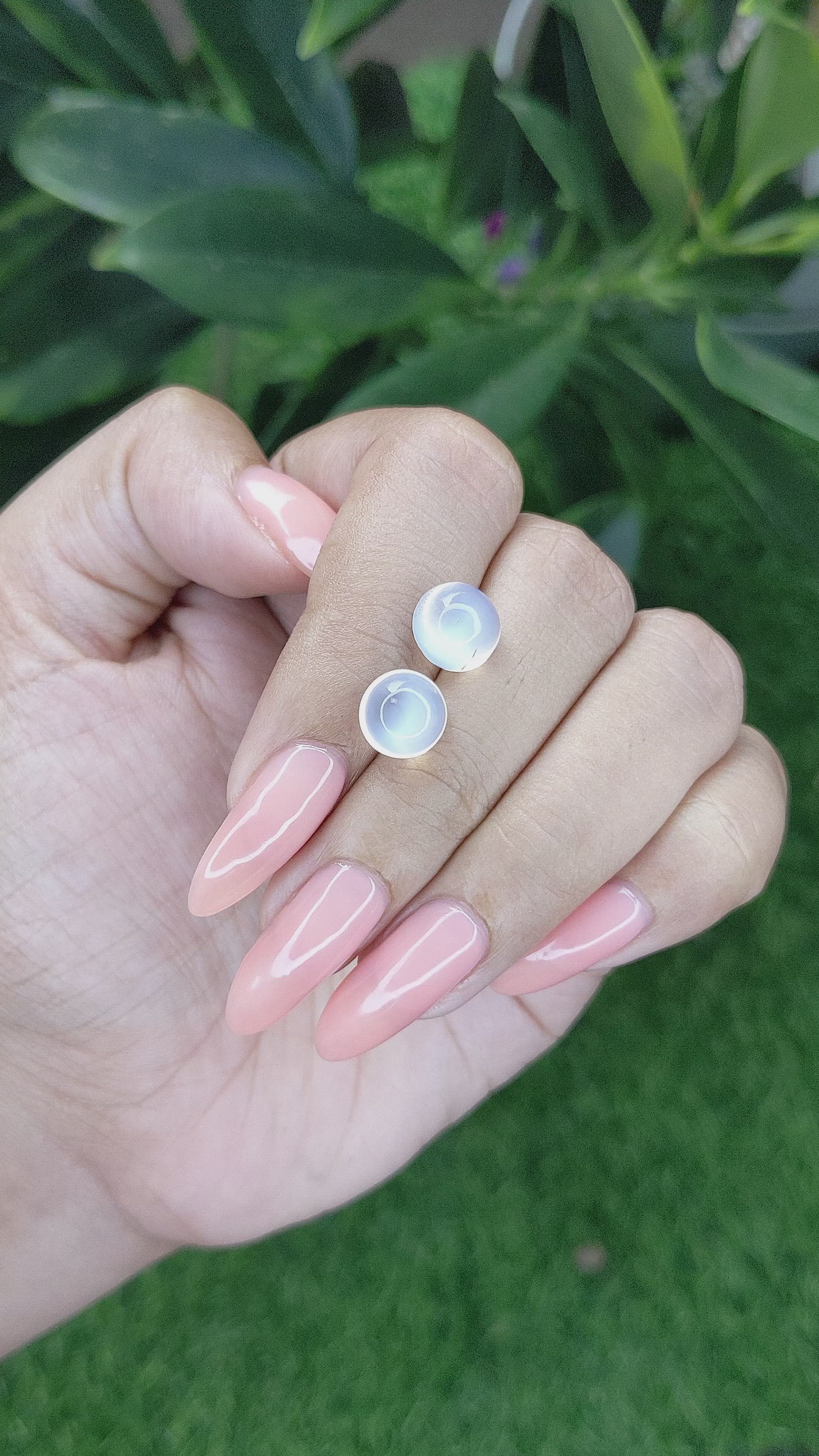 5.48 Ct.Tw.Total Carat Weight Cabochon Moonstone Pair from Madagascar Size Video