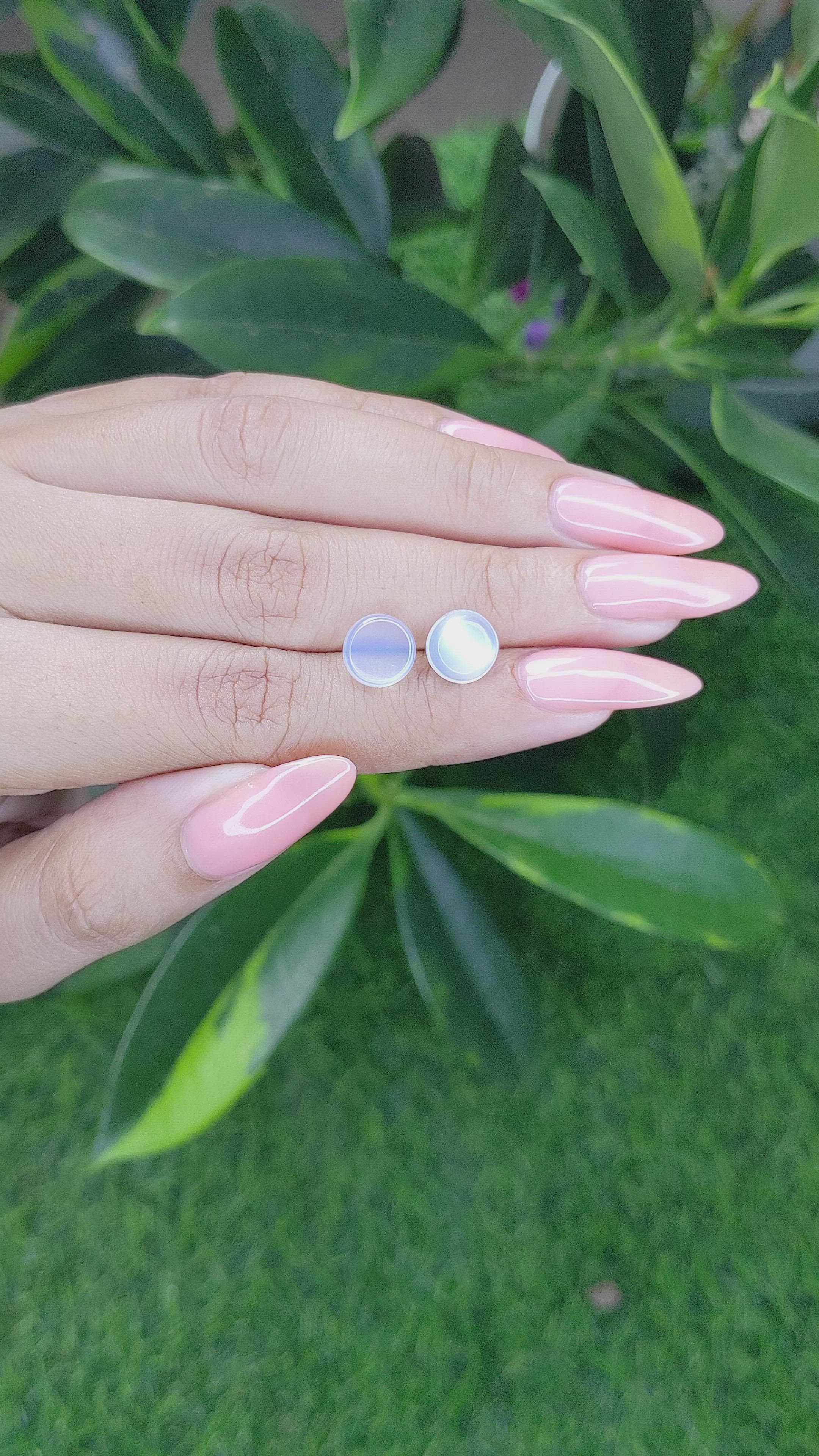 3.75 Ct.Tw.Total Carat Weight Cabochon Moonstone Pair from Madagascar Size Video