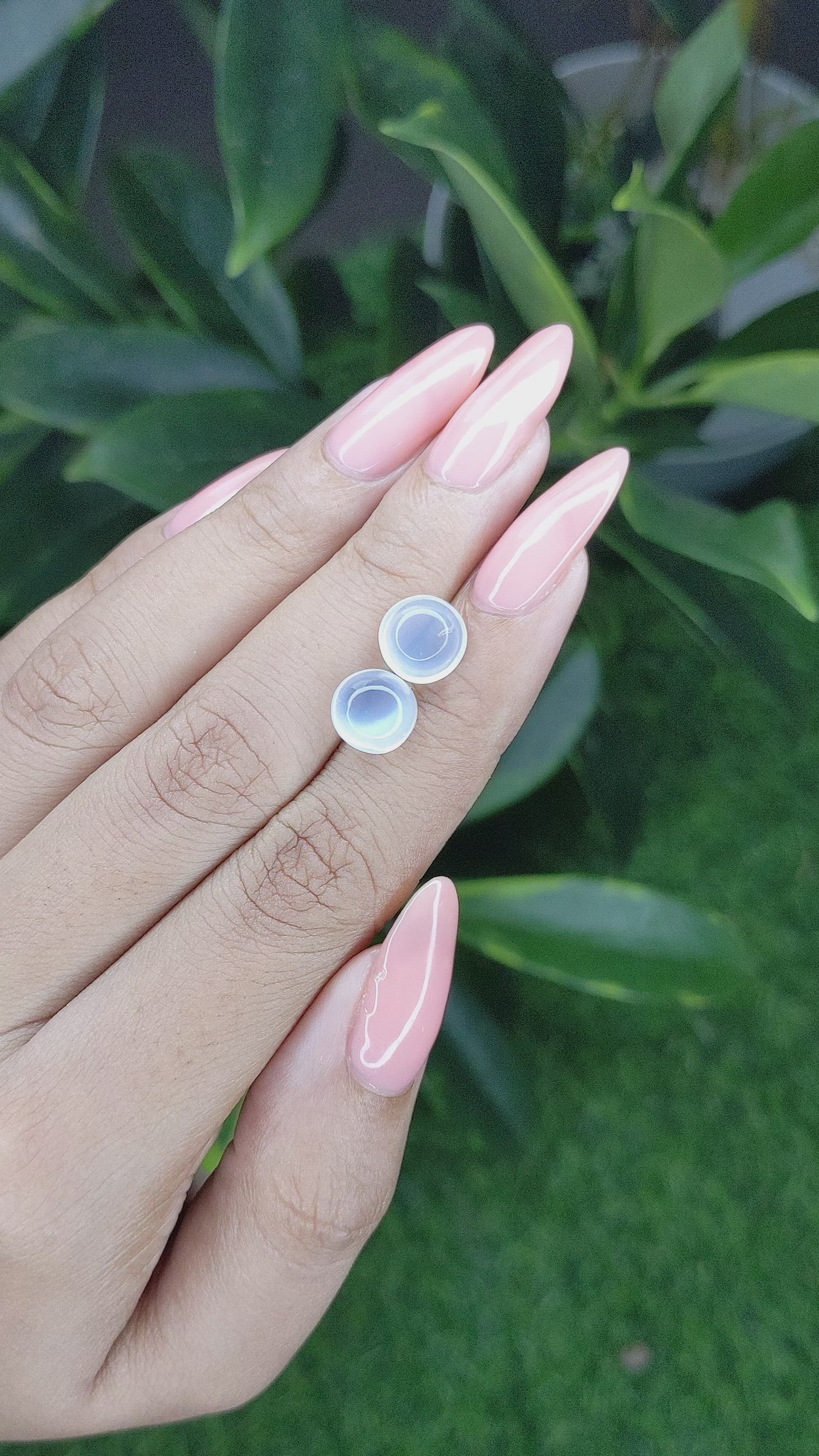 4.50 Ct.Tw.Total Carat Weight Cabochon Moonstone Pair from Madagascar Size Video