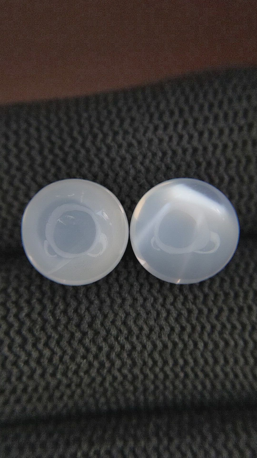 10.67&nbsp;Ct.Tw.Total Carat Weight White Cabochon Moonstone Pair from Madagascar Size Video