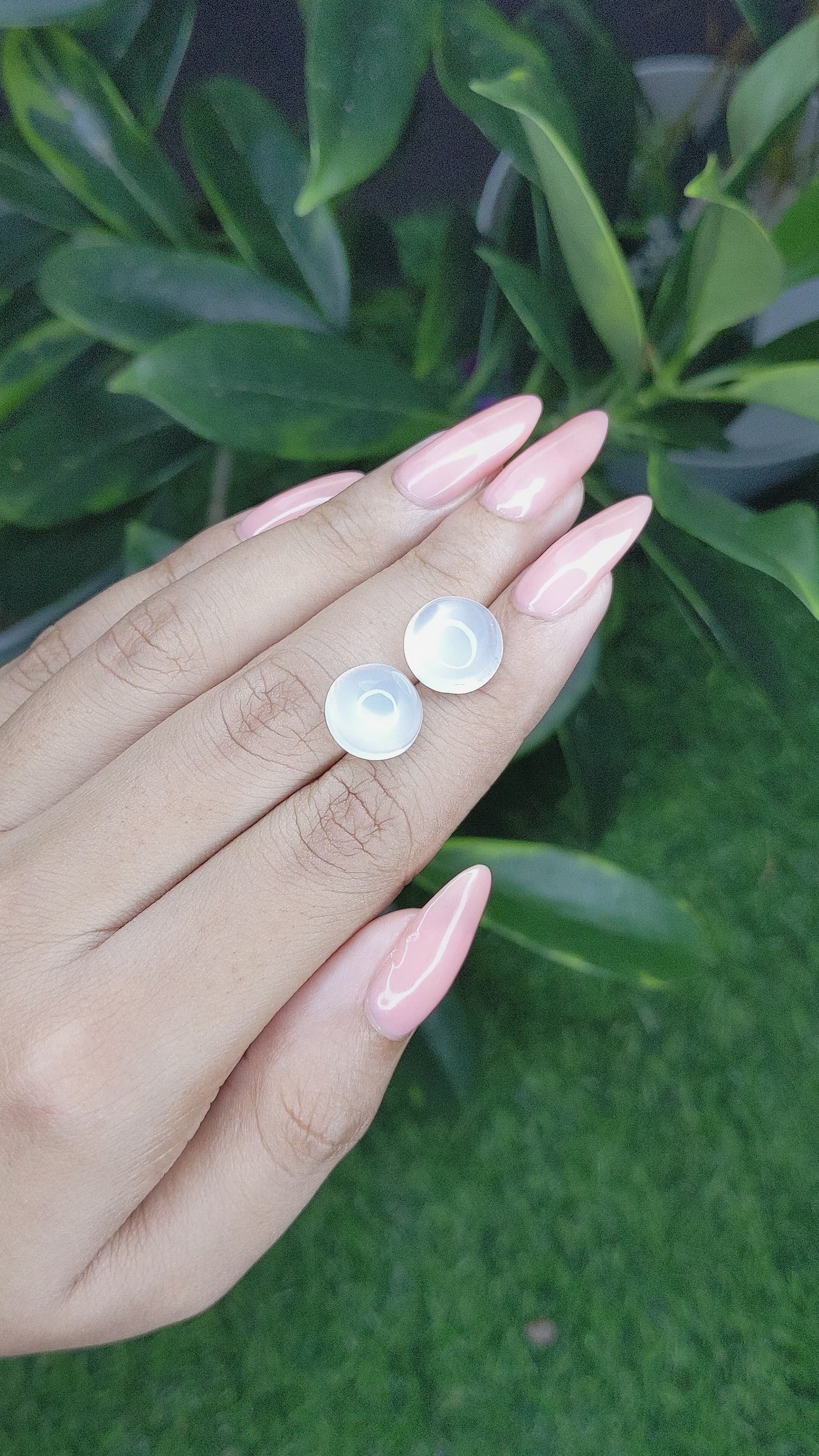 11.08 Ct.Tw.Total Carat Weight Cabochon Moonstone Pair from Madagascar Size Video