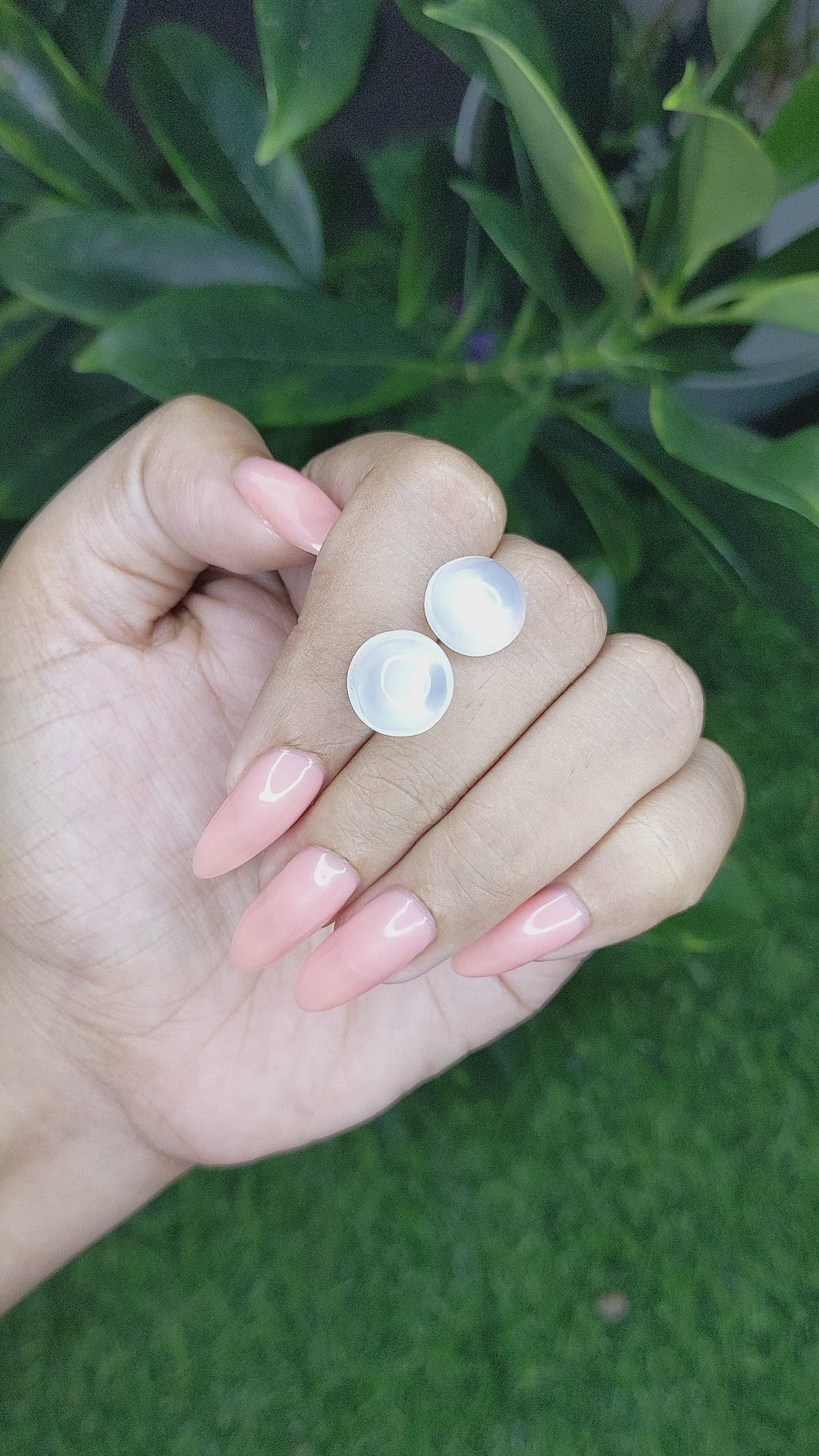 11.08 Ct.Tw.Total Carat Weight Cabochon Moonstone Pair from Madagascar Size Video