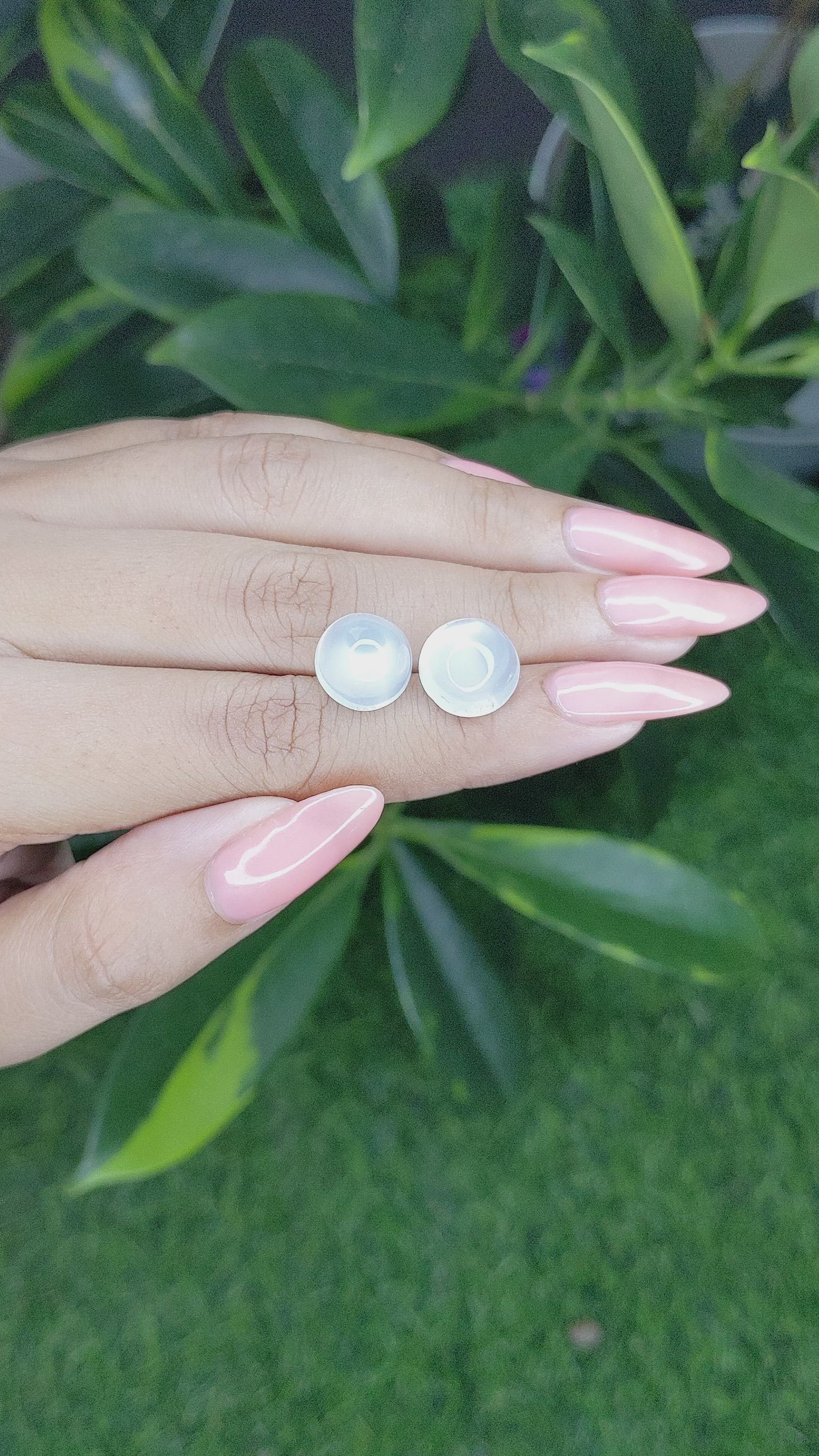 11.08 Ct.Tw.Total Carat Weight Cabochon Moonstone Pair from Madagascar Size Video