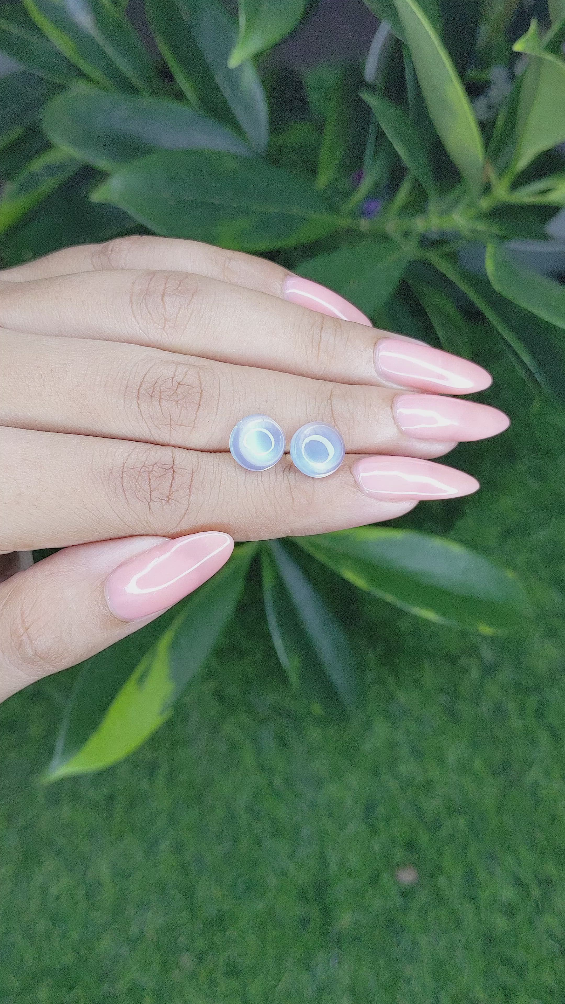 5.16 Ct.Tw.Total Carat Weight Cabochon Moonstone Pair from Madagascar Size Video