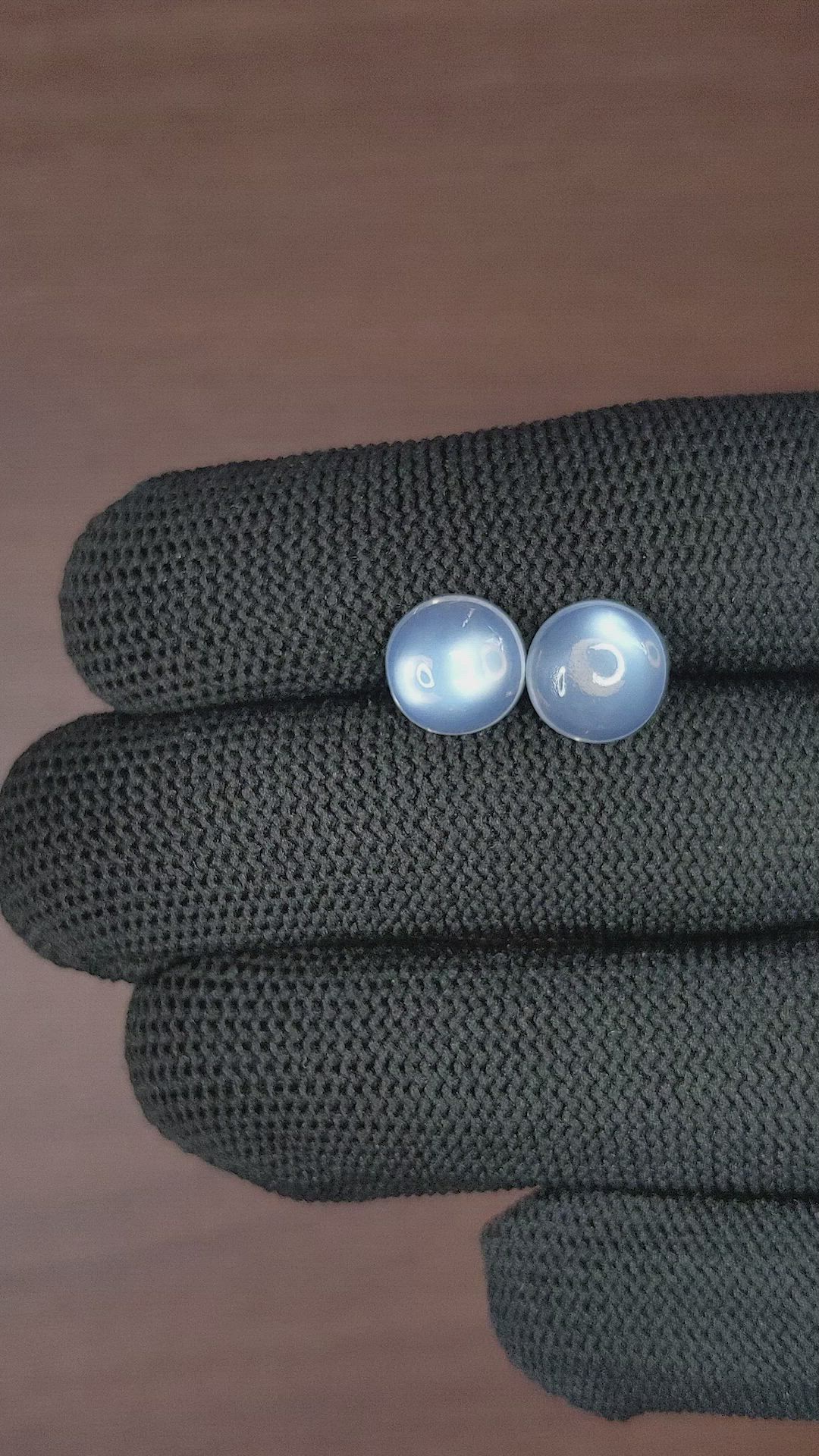 5.16 Ct.Tw.Total Carat Weight Cabochon Moonstone Pair from Madagascar Size Video