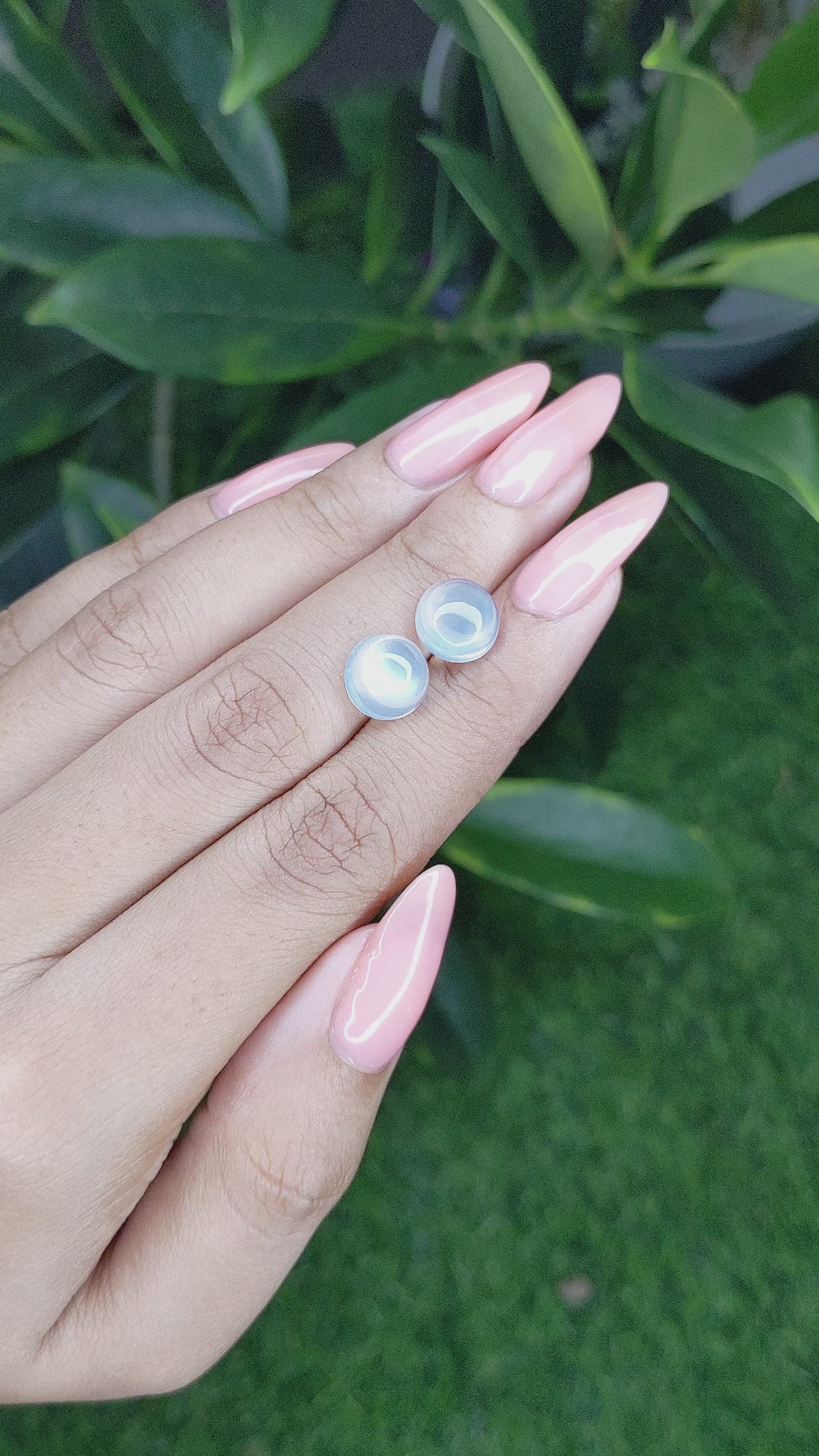 5.16 Ct.Tw.Total Carat Weight Cabochon Moonstone Pair from Madagascar Size Video